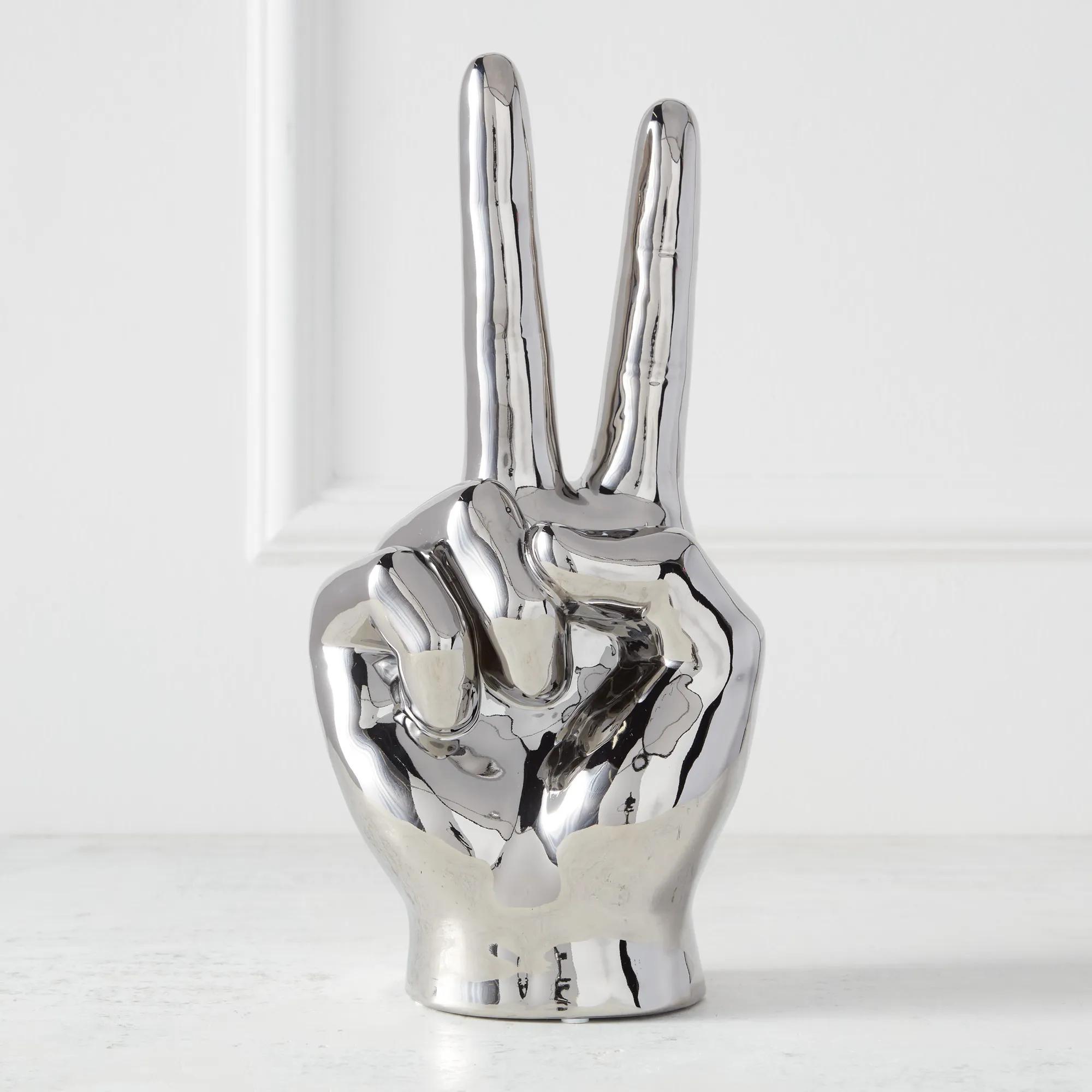 スカルハンドオブジェ　ピースサイン Peace Sign Hand