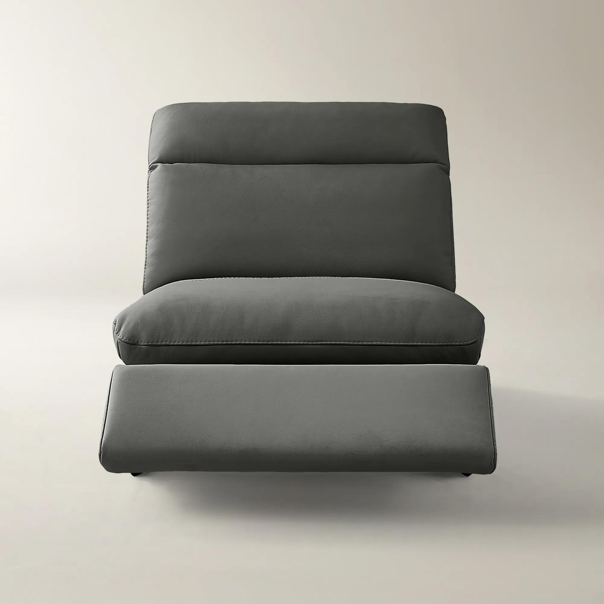 Terra Charcoal Leather Armless Chair With Power Headrest