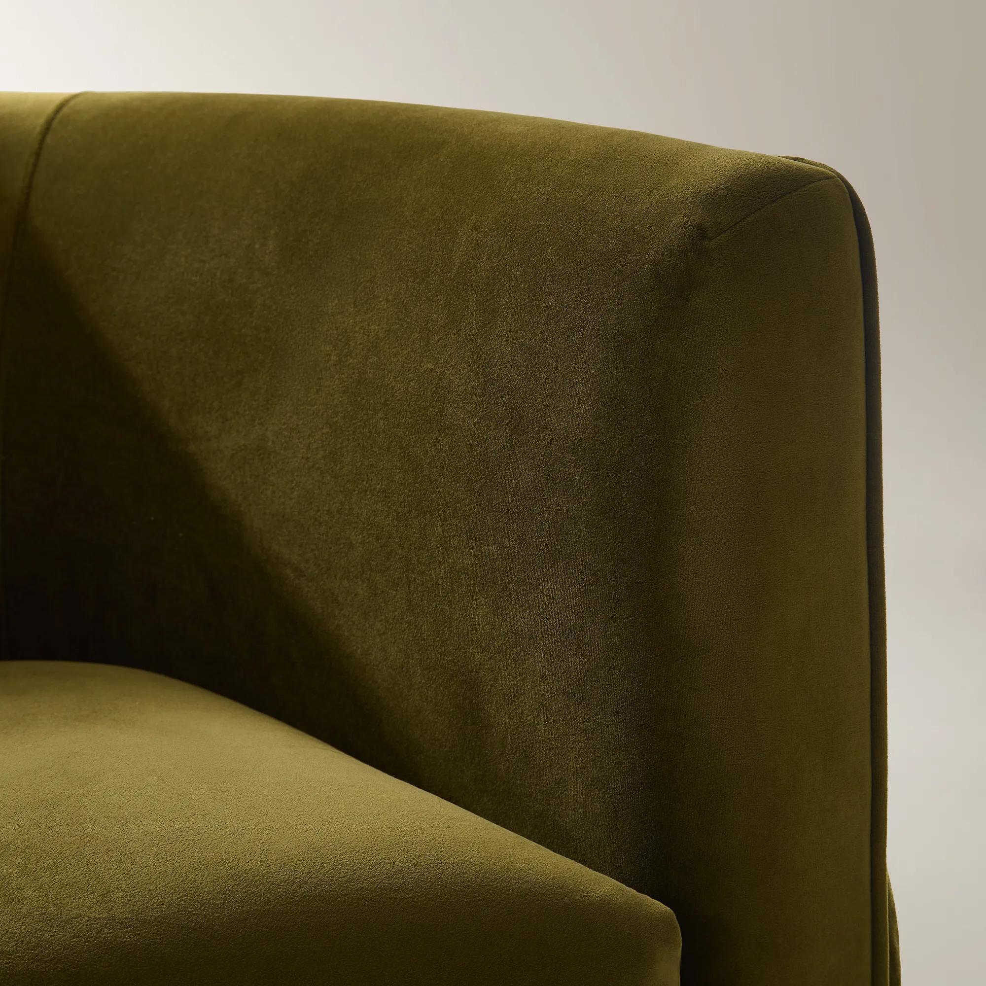 Lyssa Pleated Deep Olive Velvet Swivel Accent Chair