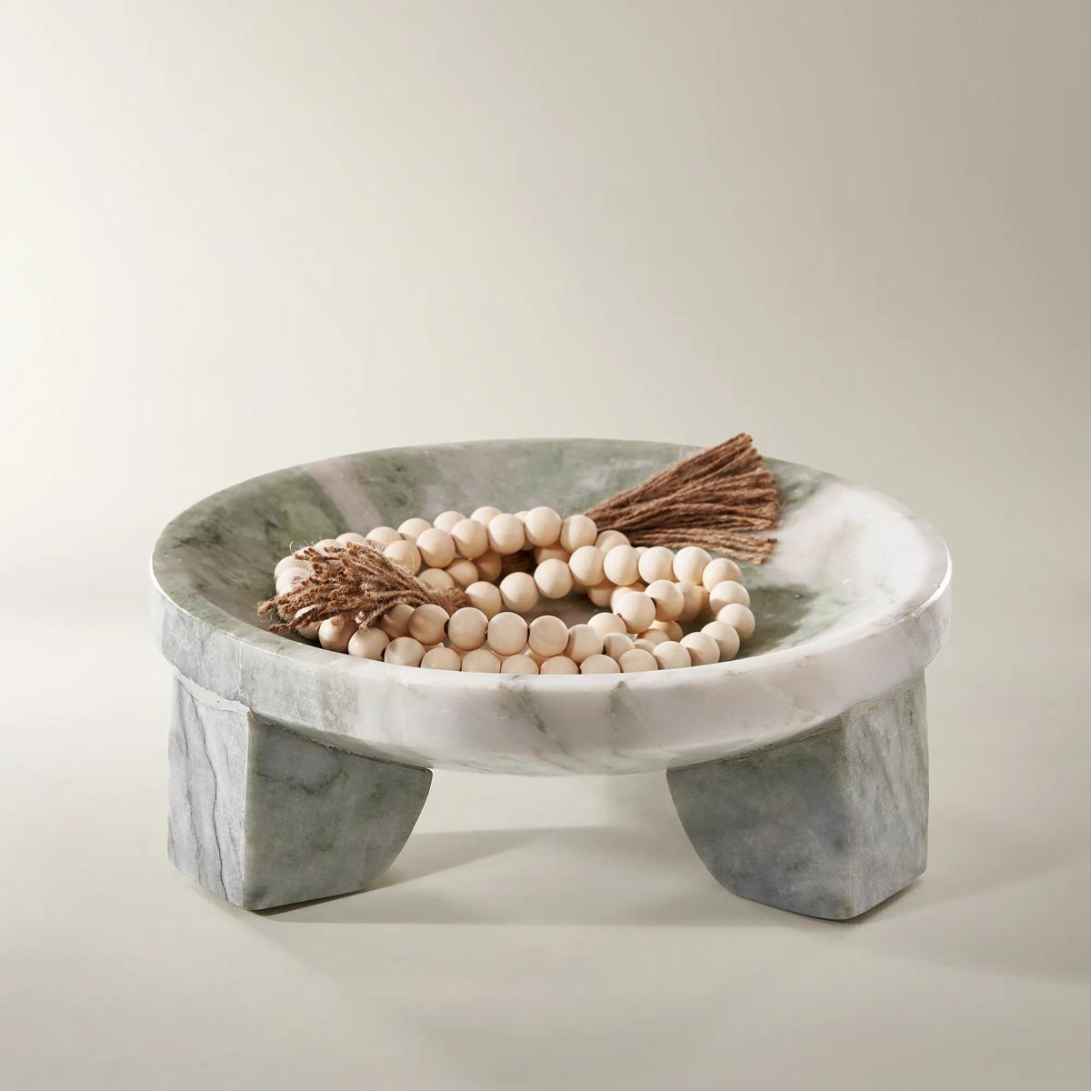 Light Green Marble Footed Bowl