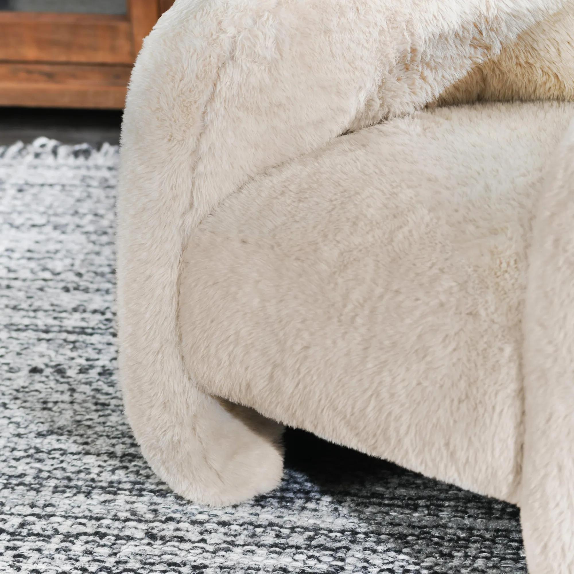 Teddy Plush Accent Chair - Beige