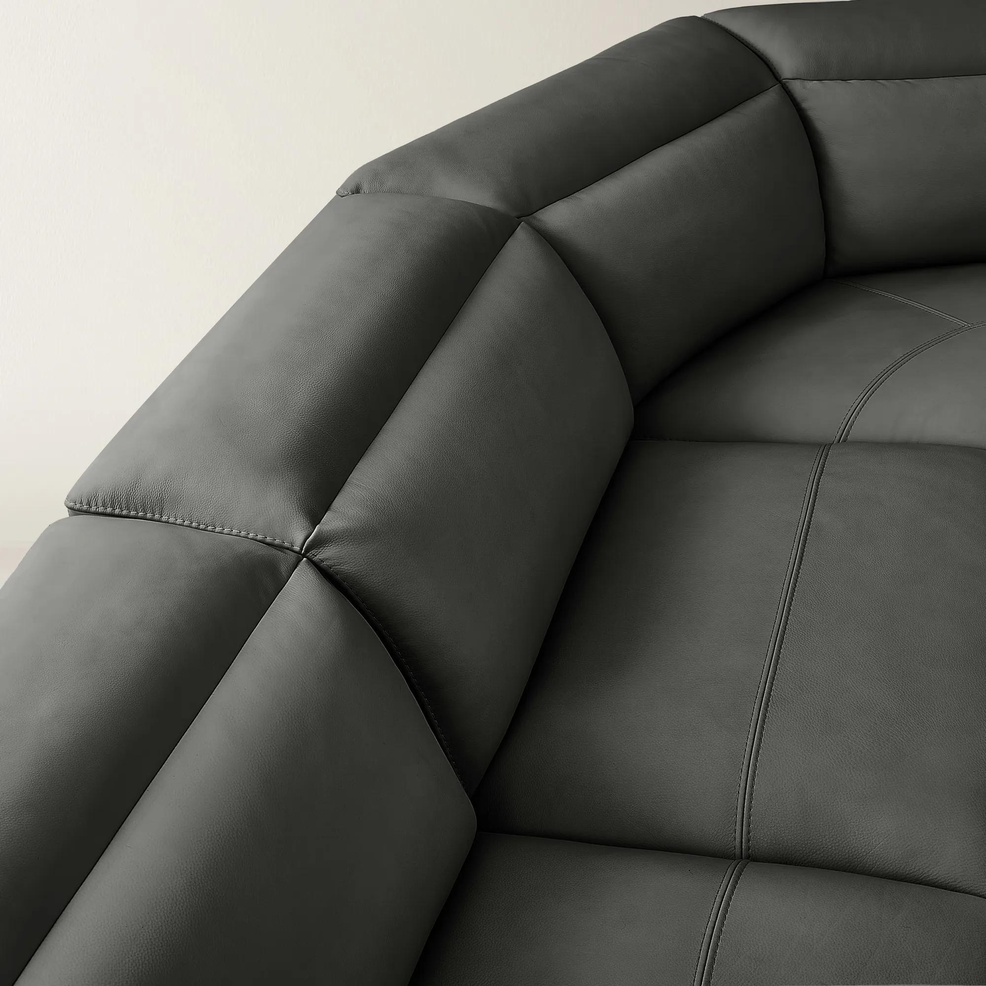 Terra 3-Piece Reclining Charcoal Leather Sectional