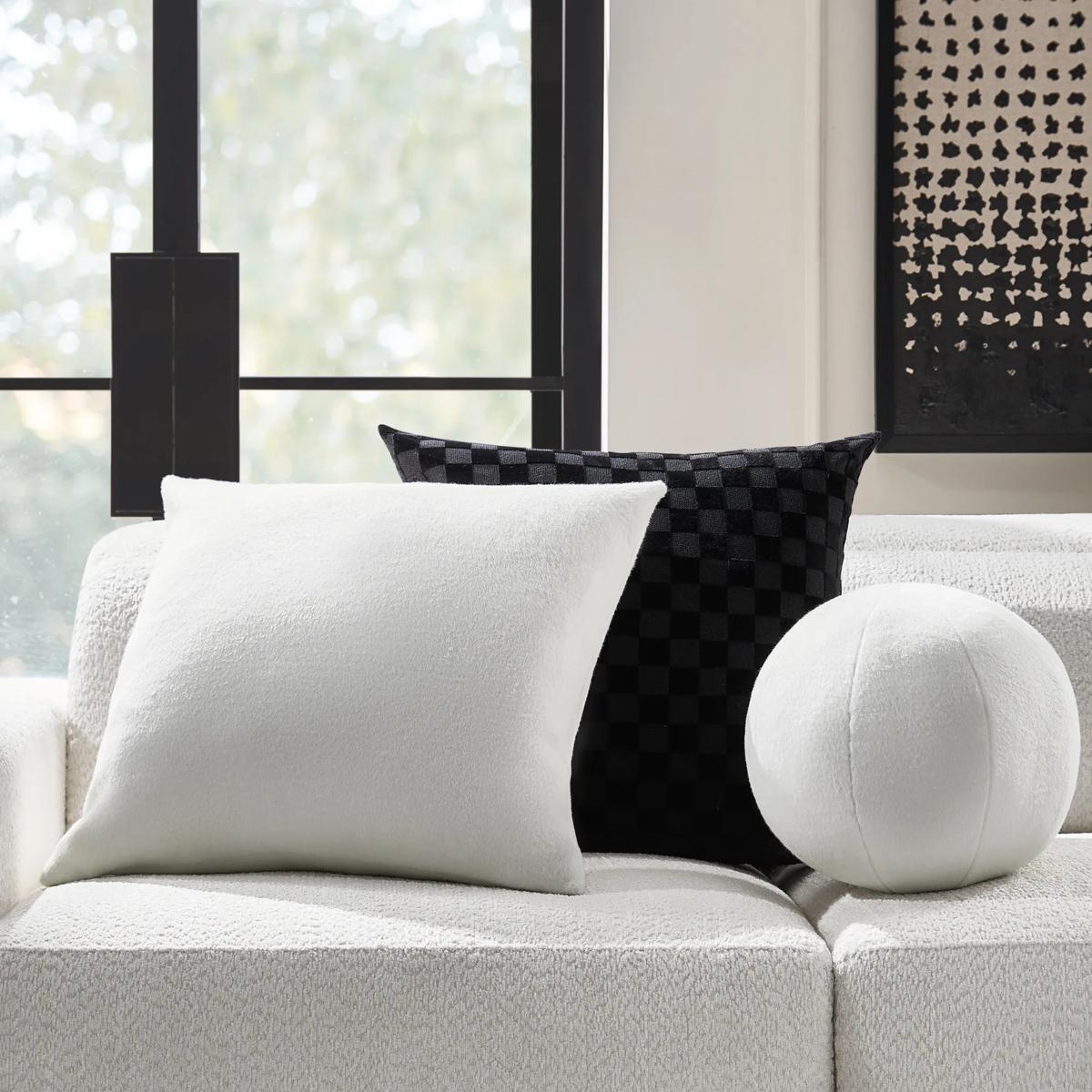 Maeve Felted Wool Ball Pillow 12" - White