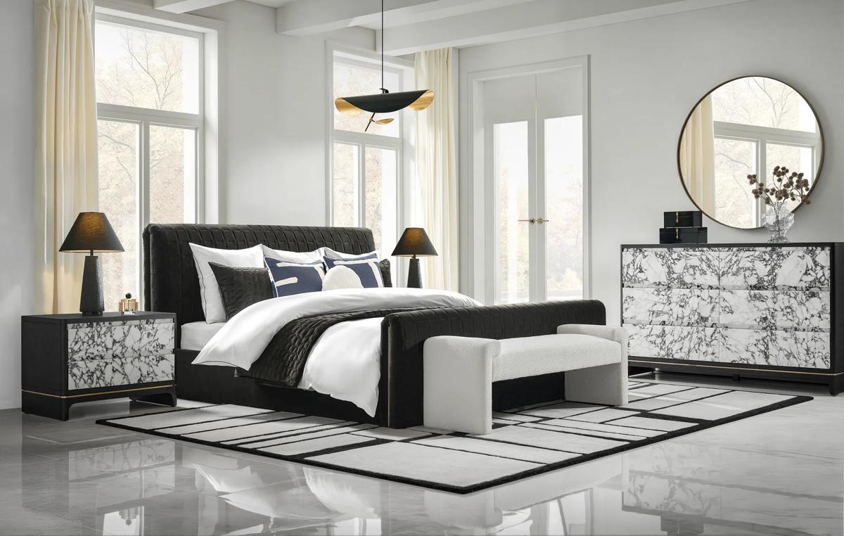 Valen Velvet Quilt Set - Black