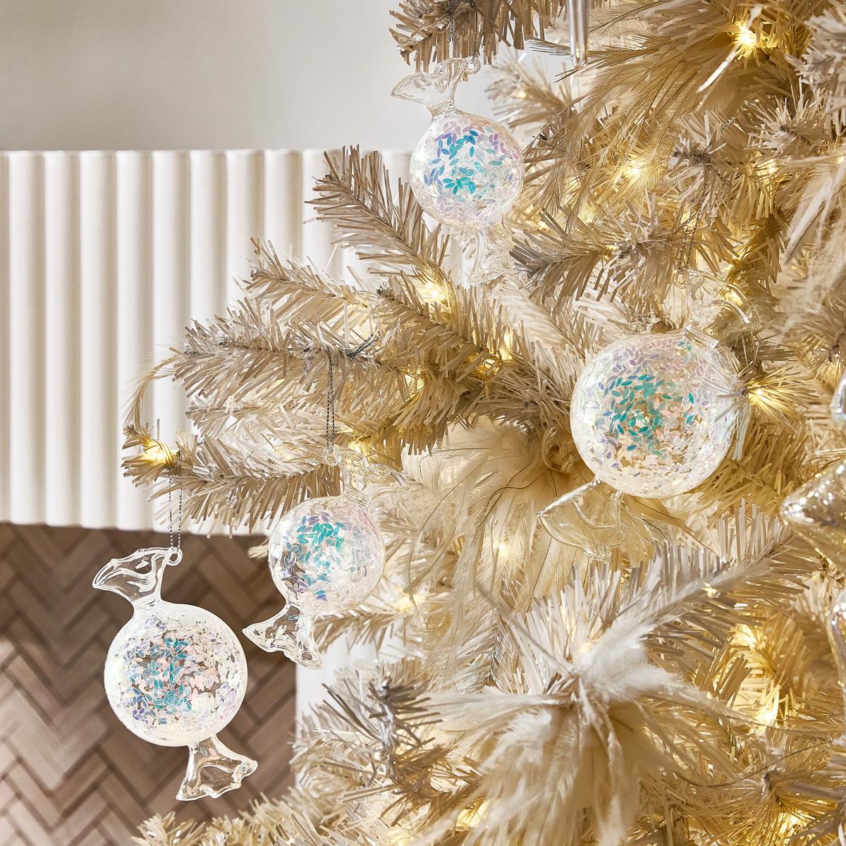 Iridescent Glass Candy Ornament - Set of 4