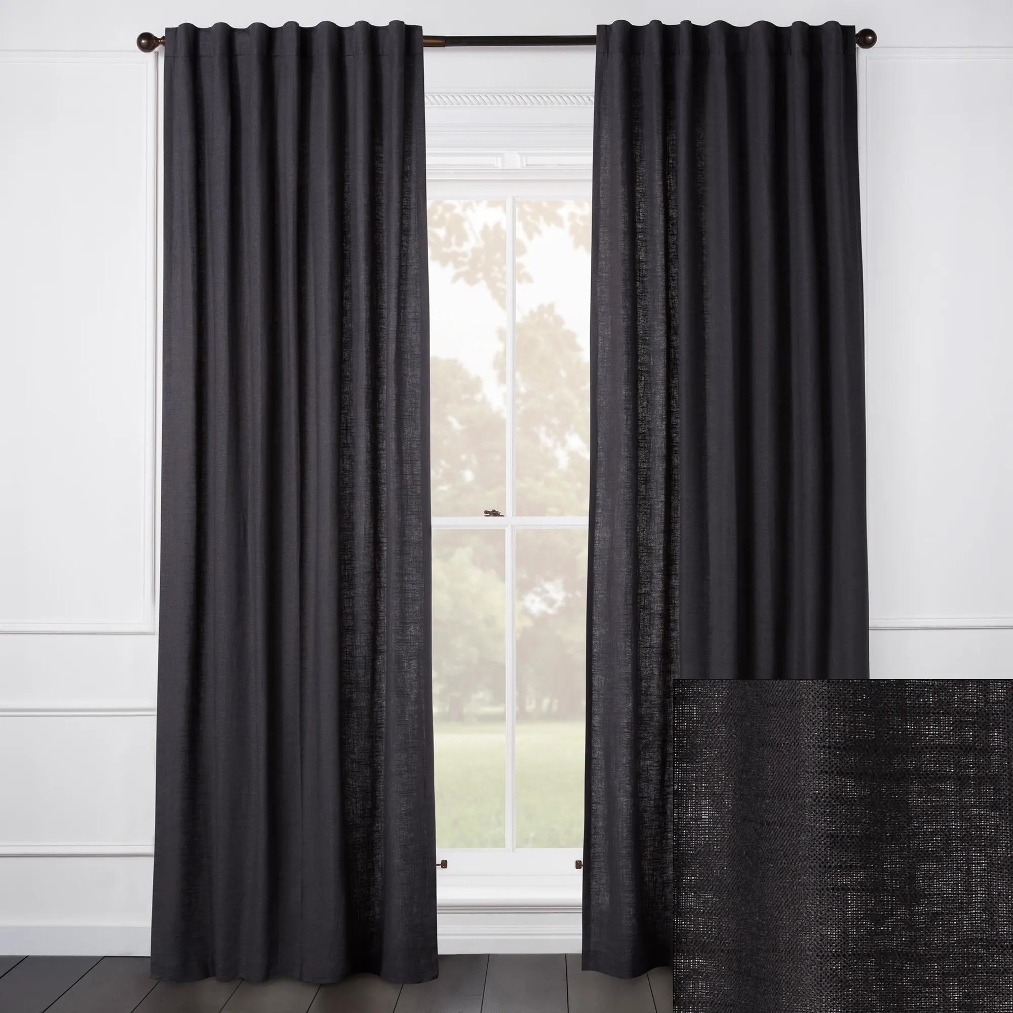 Audrey Linen Charcoal Curtain - Custom
