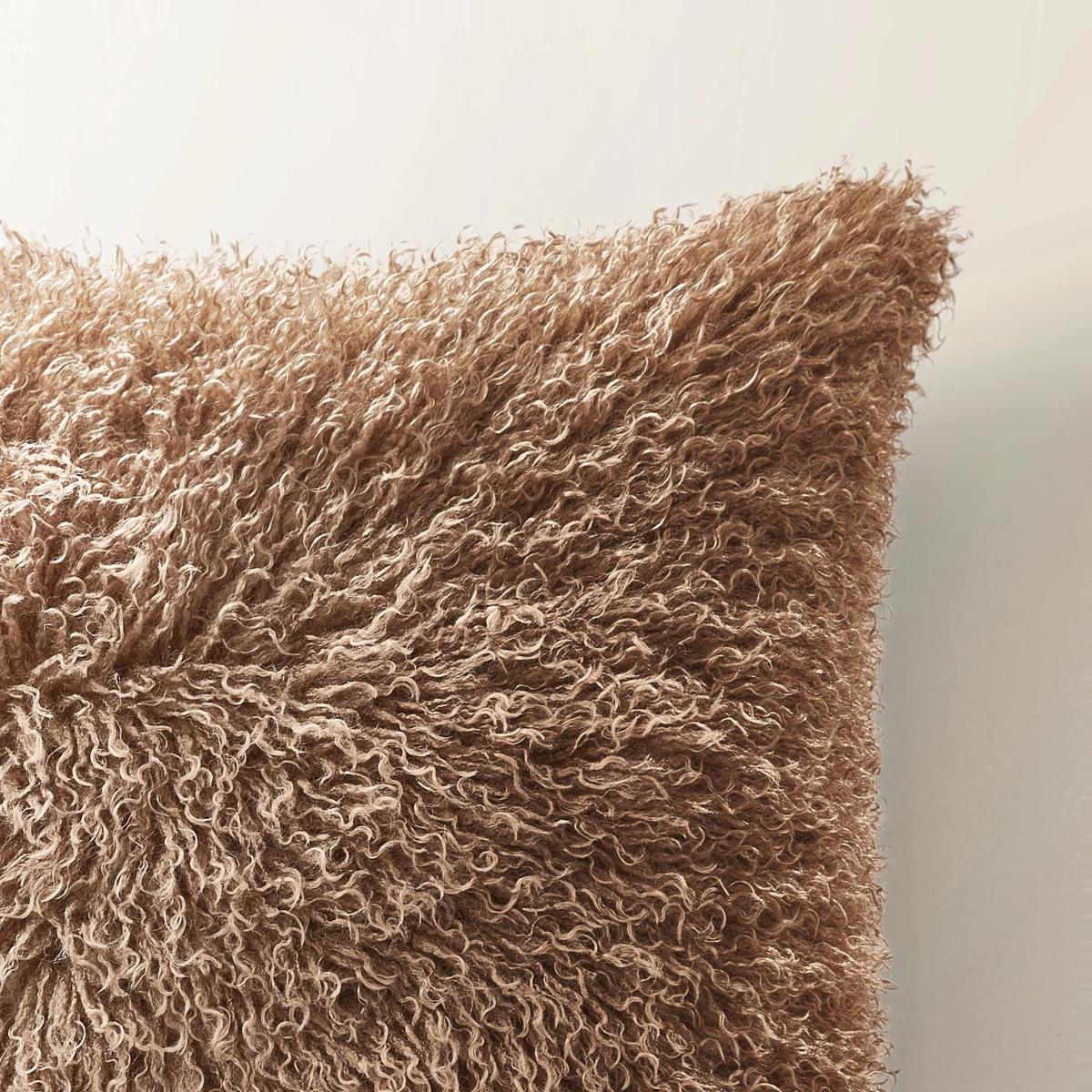 Micah Faux Mongolian Pillow 22" - Mocha