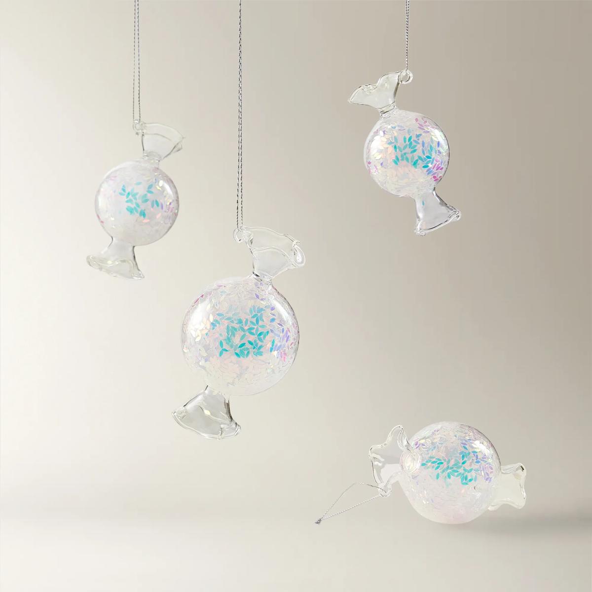 Iridescent Glass Candy Ornament - Set of 4