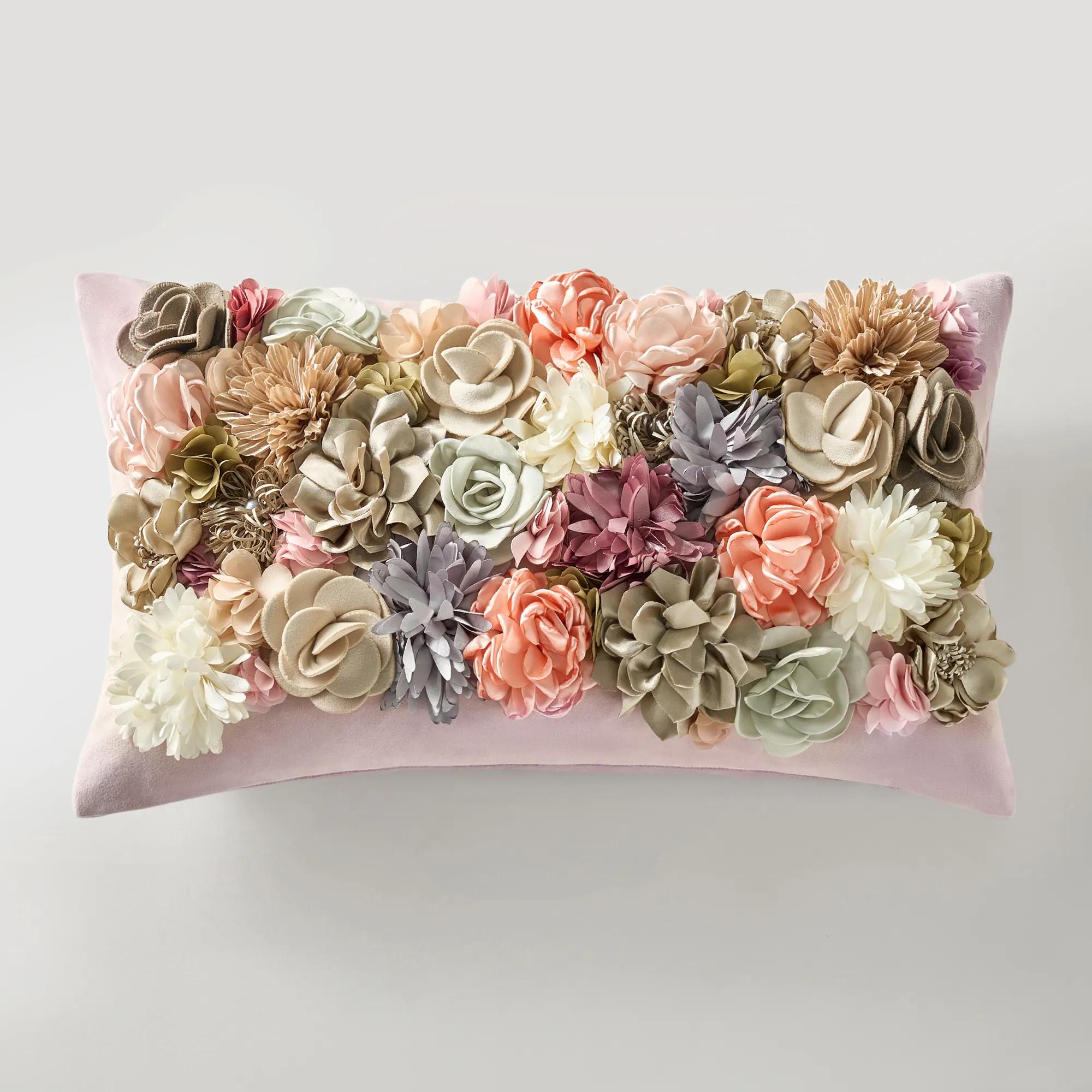 Posy Lumbar Pillow 12" x 20" - Mauve