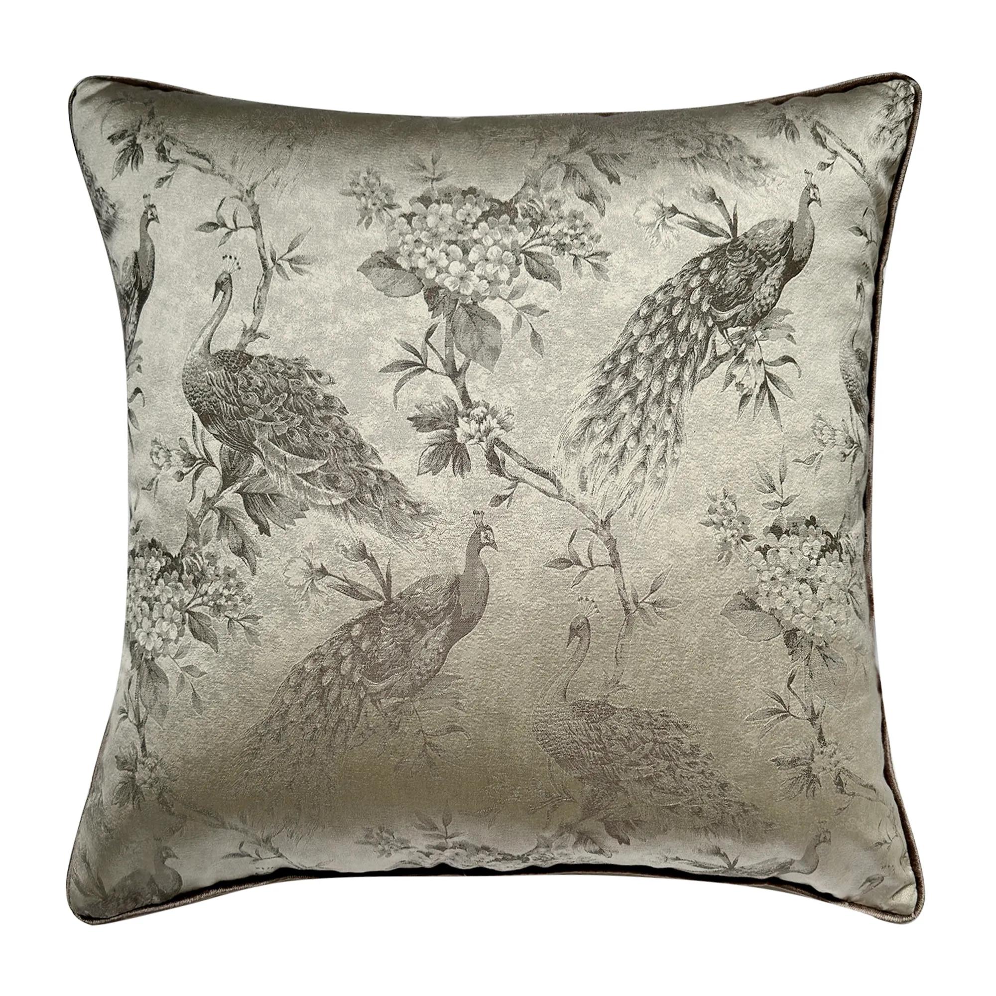 Peacock Pillow 20" - Silver