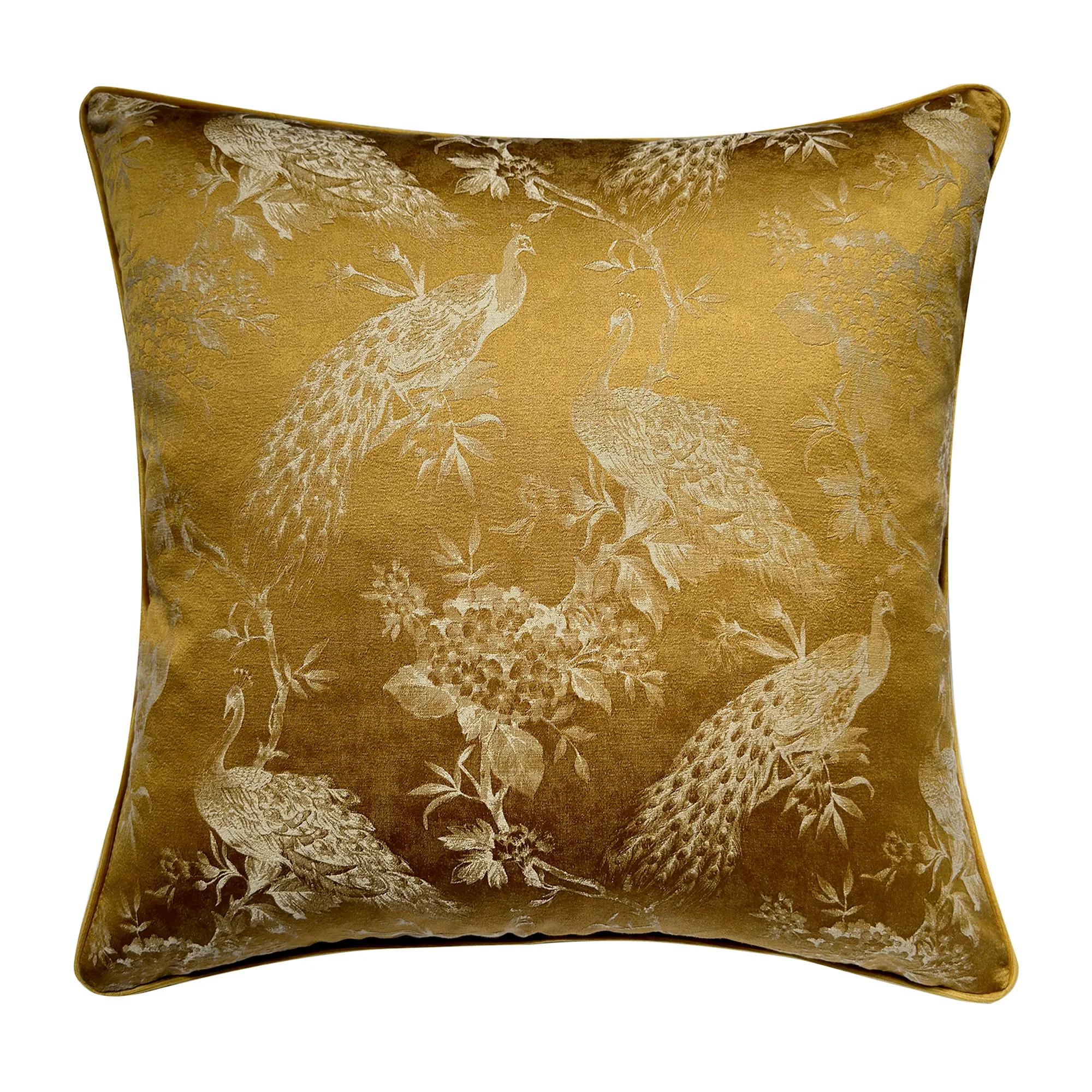 Peacock Pillow 20" - Mustard