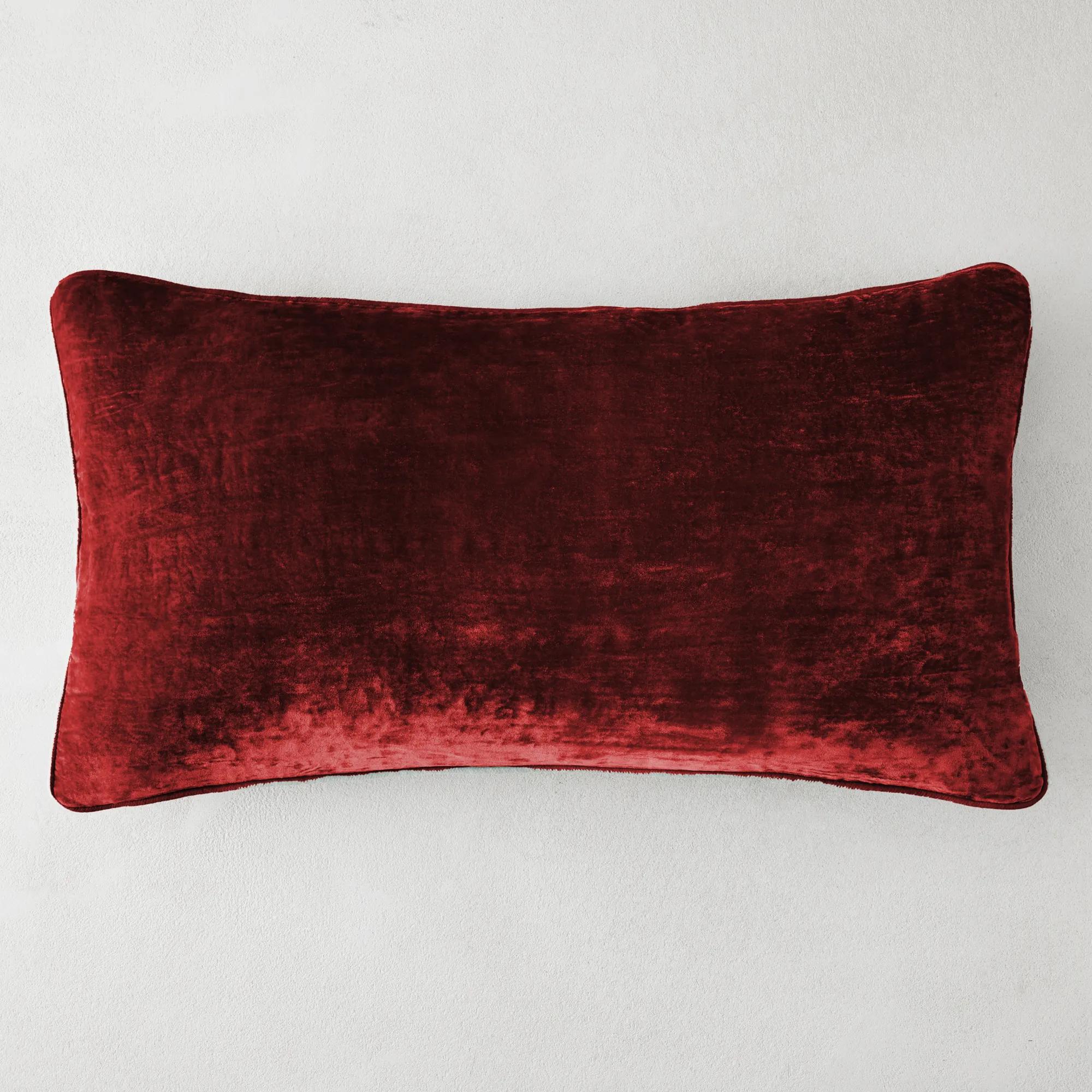 Shelby Silk Velvet Pillow 14" x 26" - Red Clay