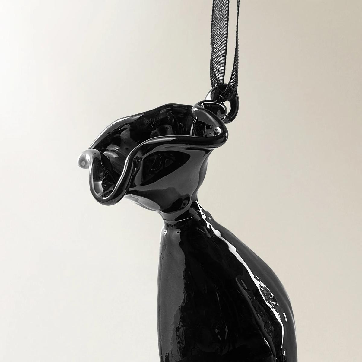 Black Glass Candy Ornament - Set of 6