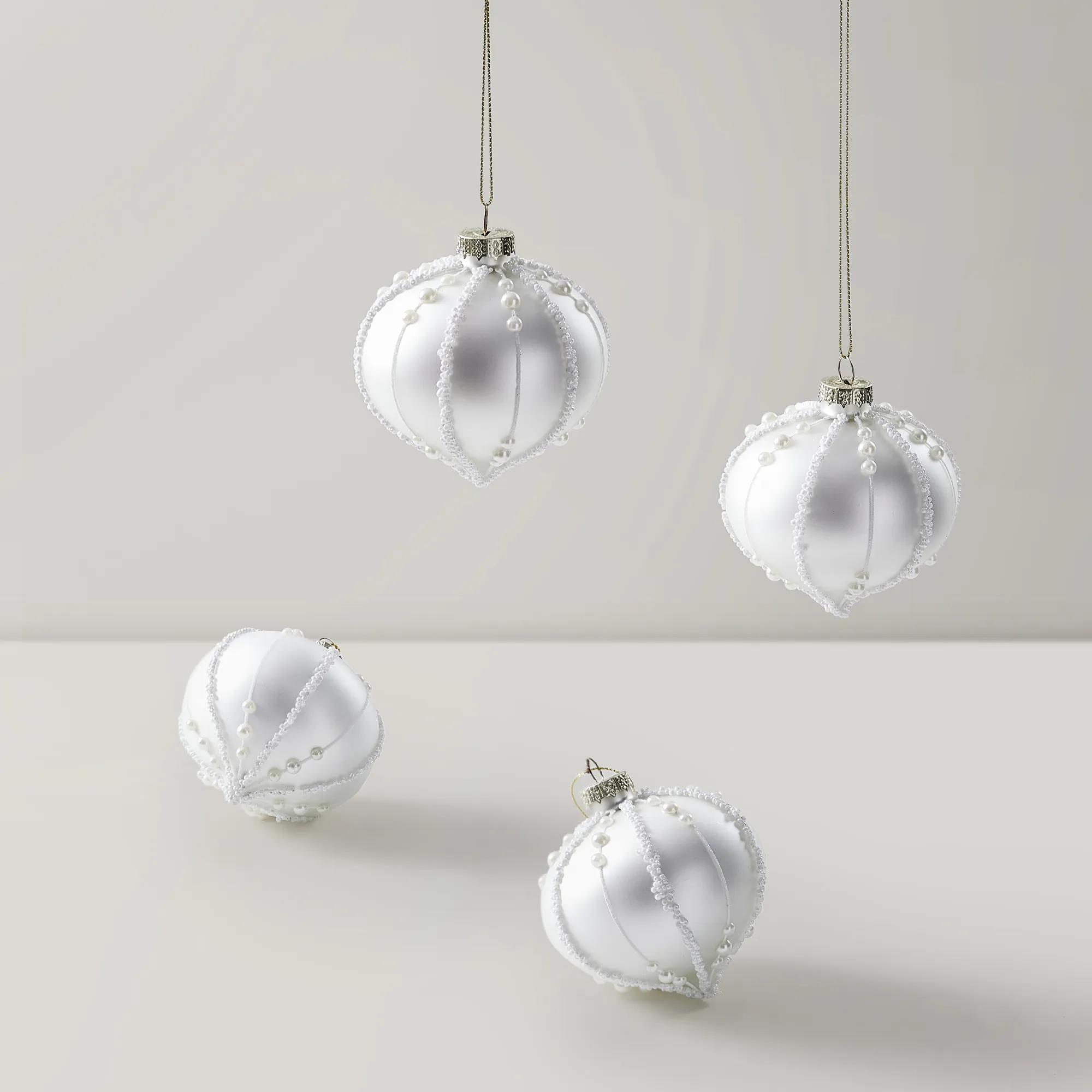 Pearl Teardrop Ornament - Set of 4