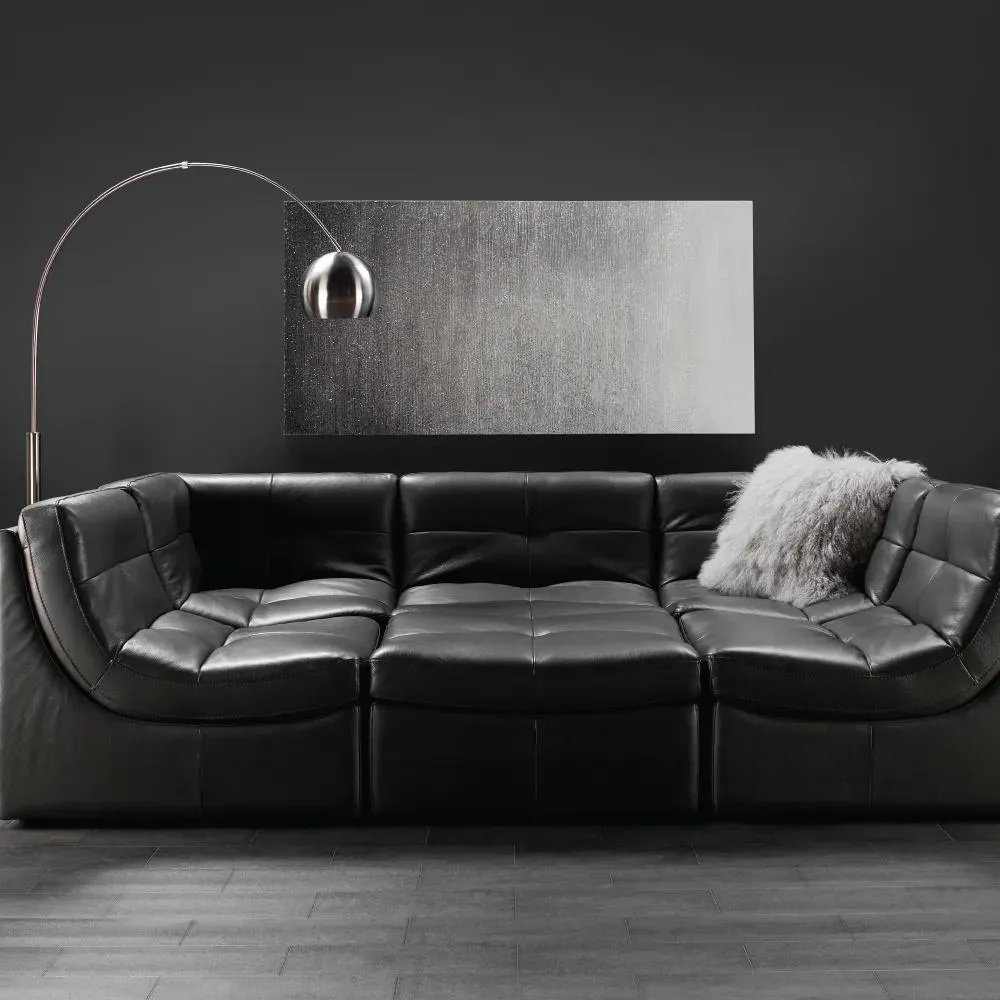Convo 6-Piece Charcoal Leather Sectional Sofa