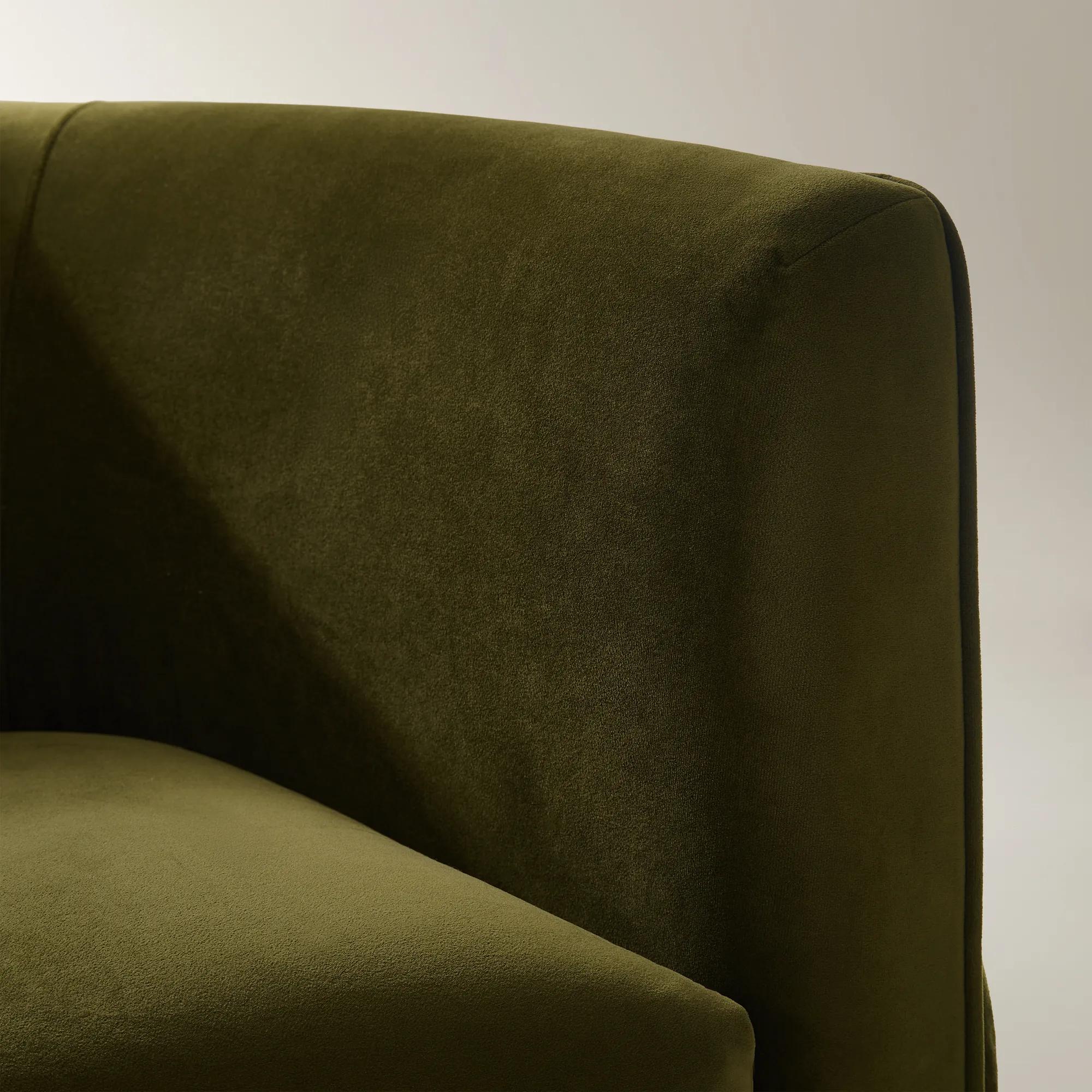 Lyssa Pleated Deep Olive Velvet Swivel Accent Chair