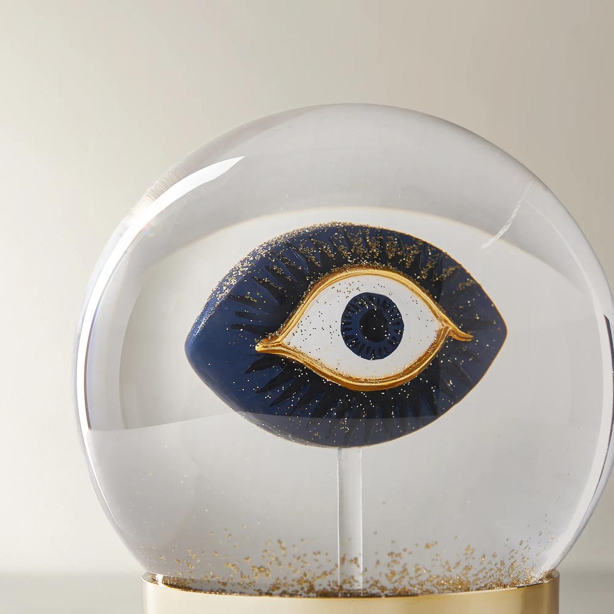 Evil Eye Blue Resin Glitter Globe 5.25
