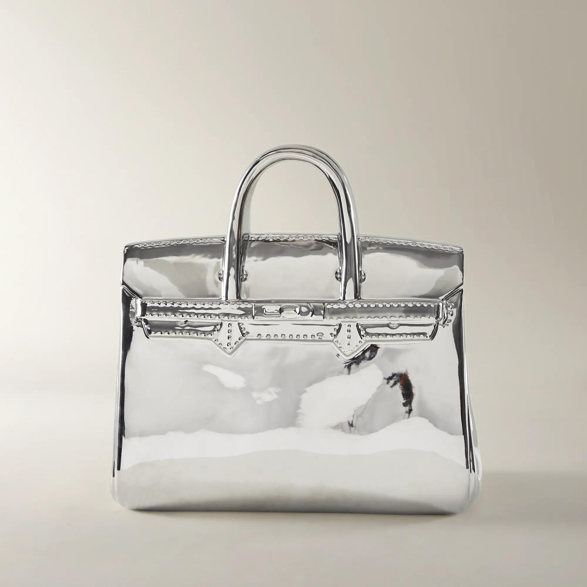 Handbag Silver Ceramic Coin Bank Large | Z Gallerie