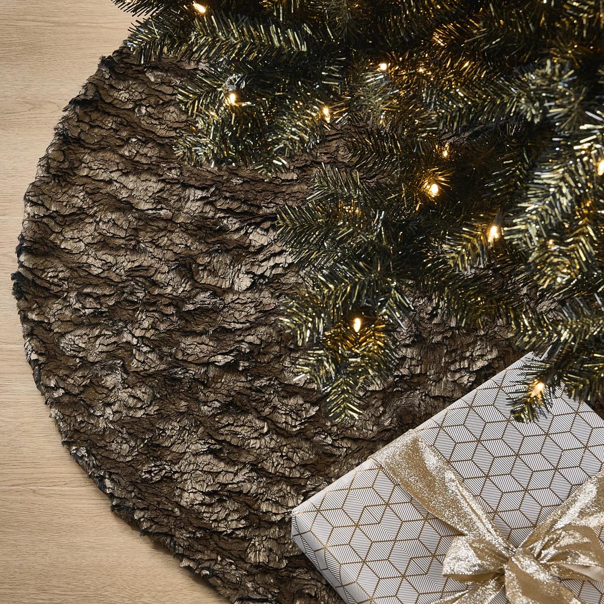 Celeste Metallic Faux Fur Tree Skirt 48" - Bronze