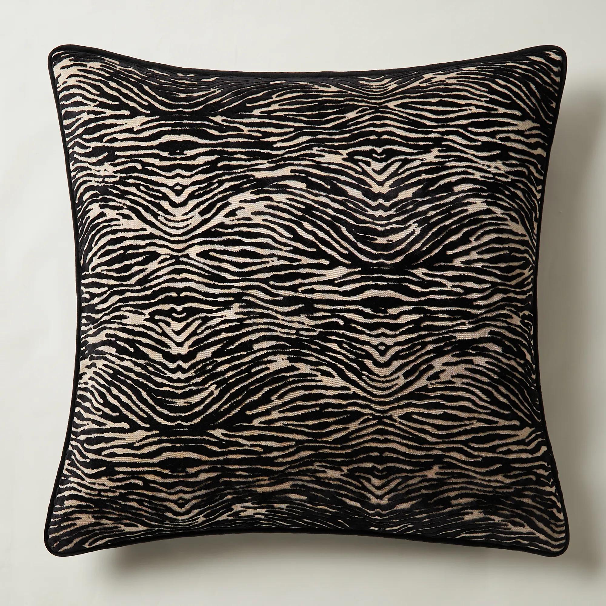Wavy Zebra Pillow 22" - Black