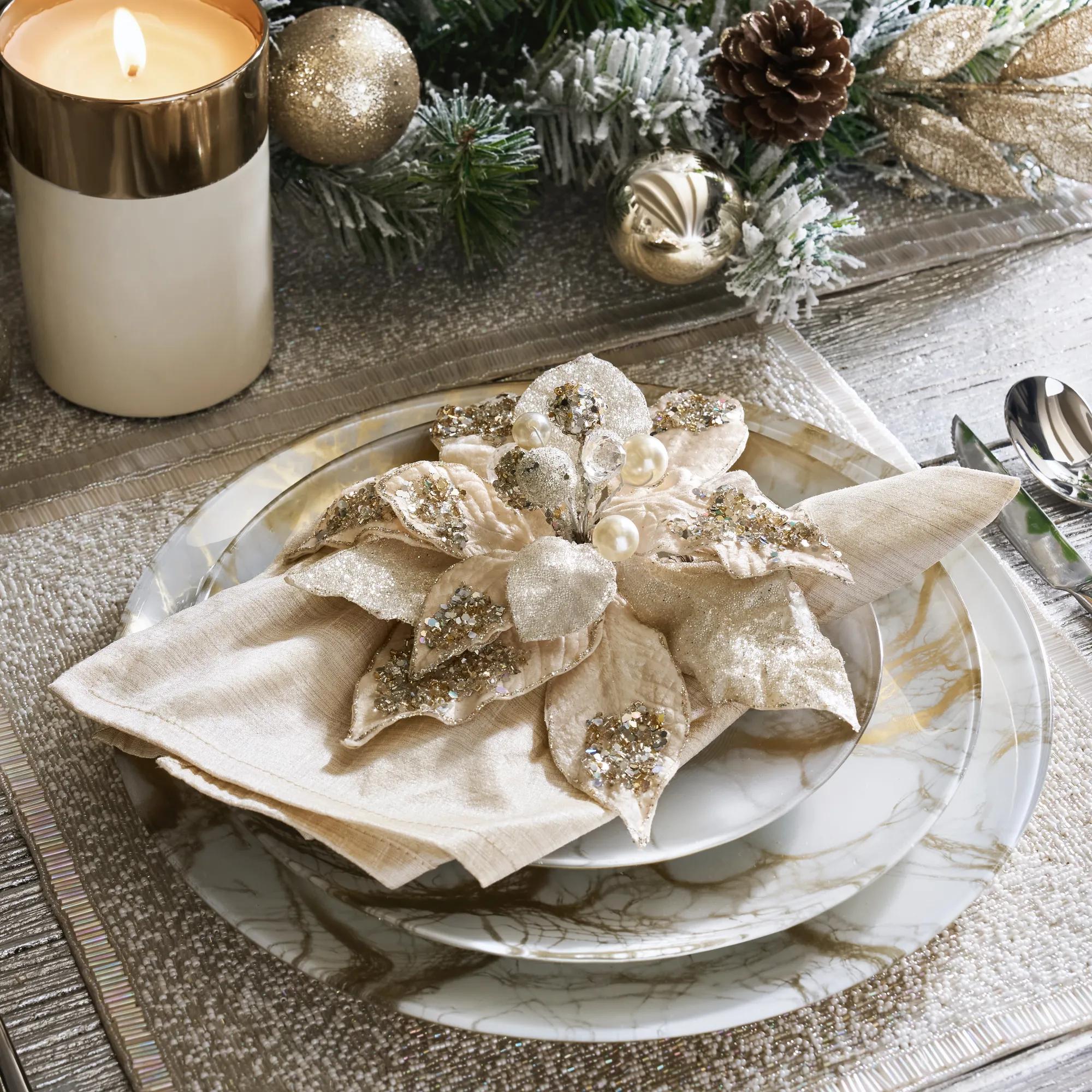 Poinsettia Napkin Ring - Set of 4