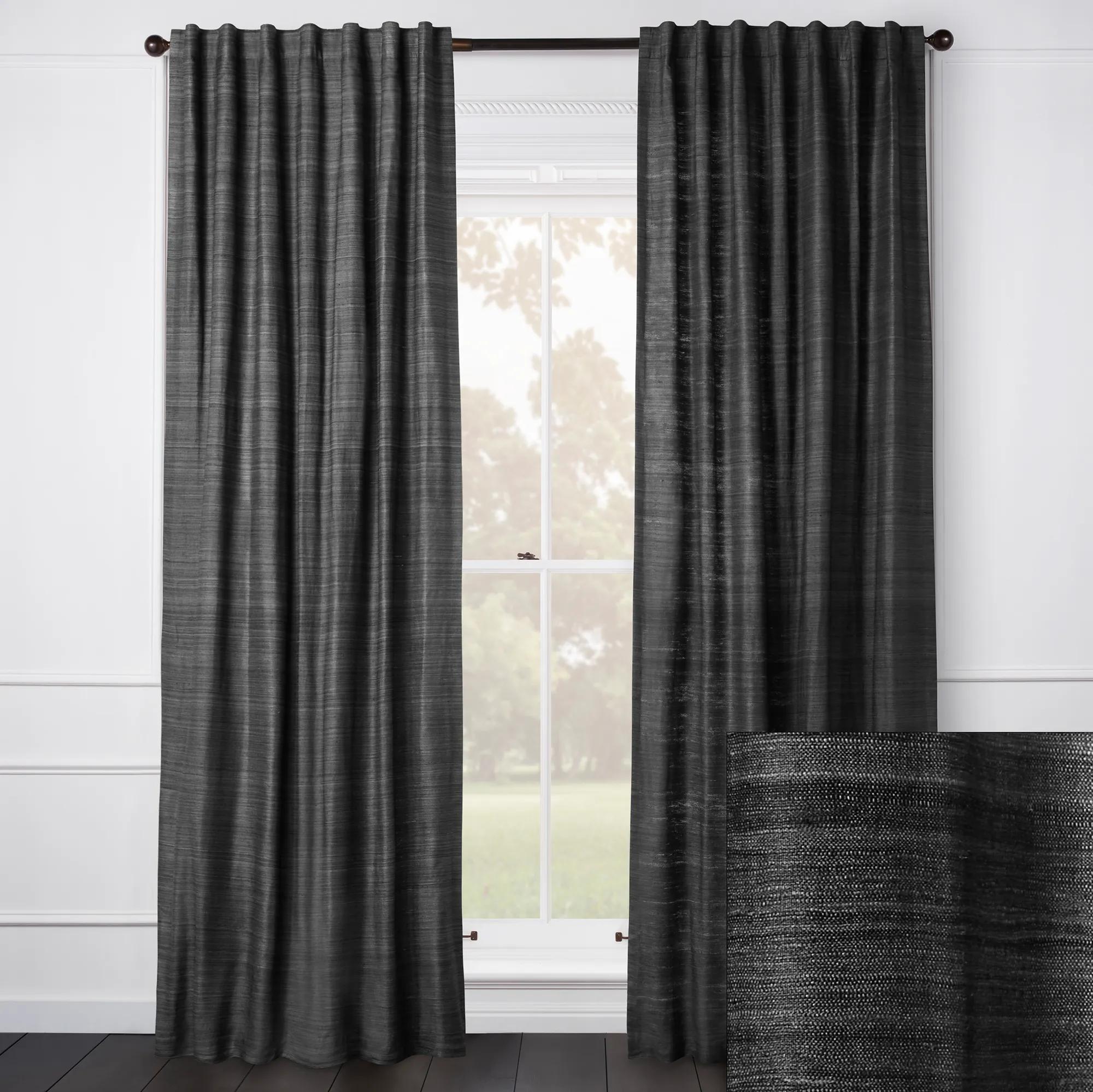 Aiya Silk Slate Curtain - Custom