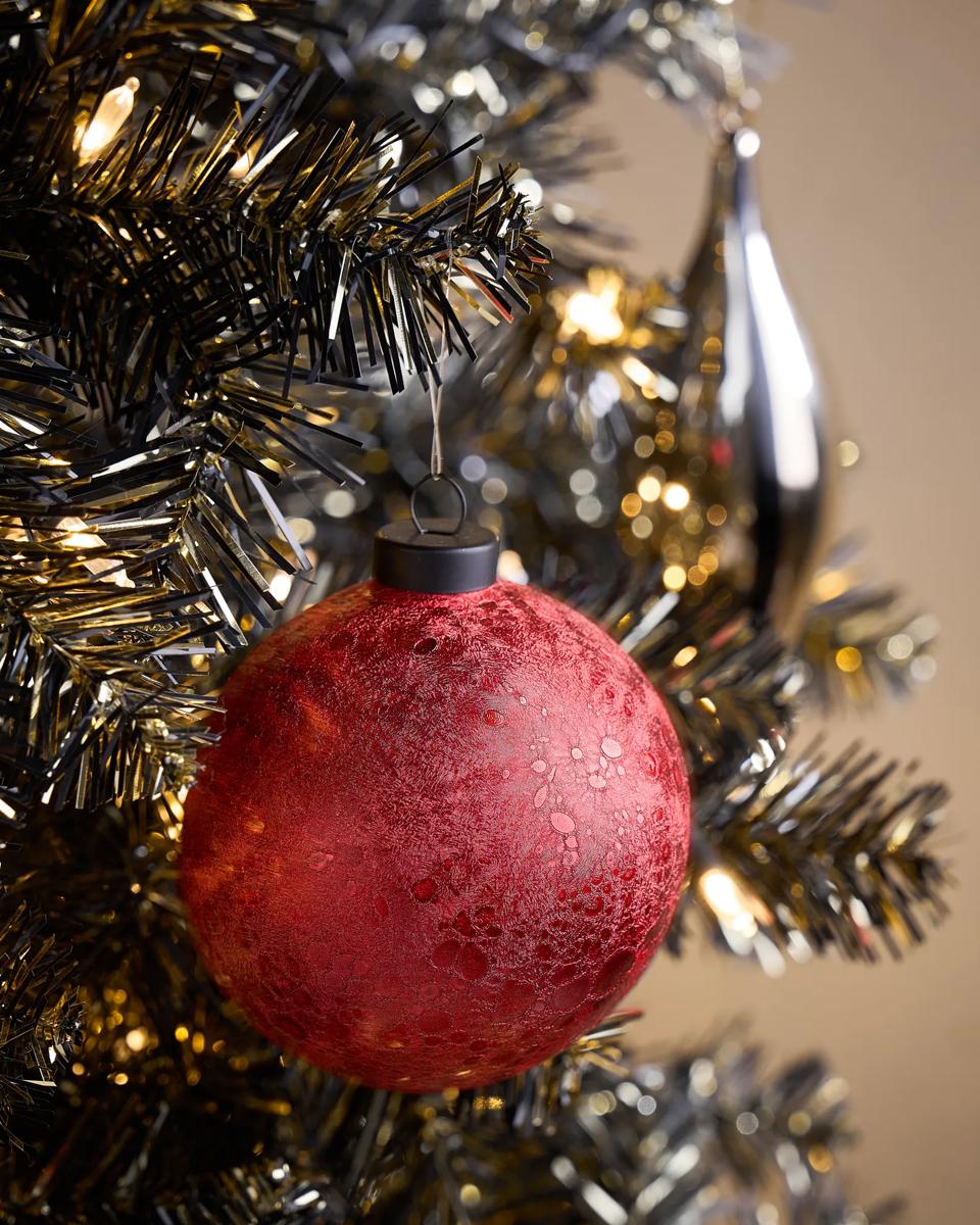 Red Textured Glass Ornament - Set of 4