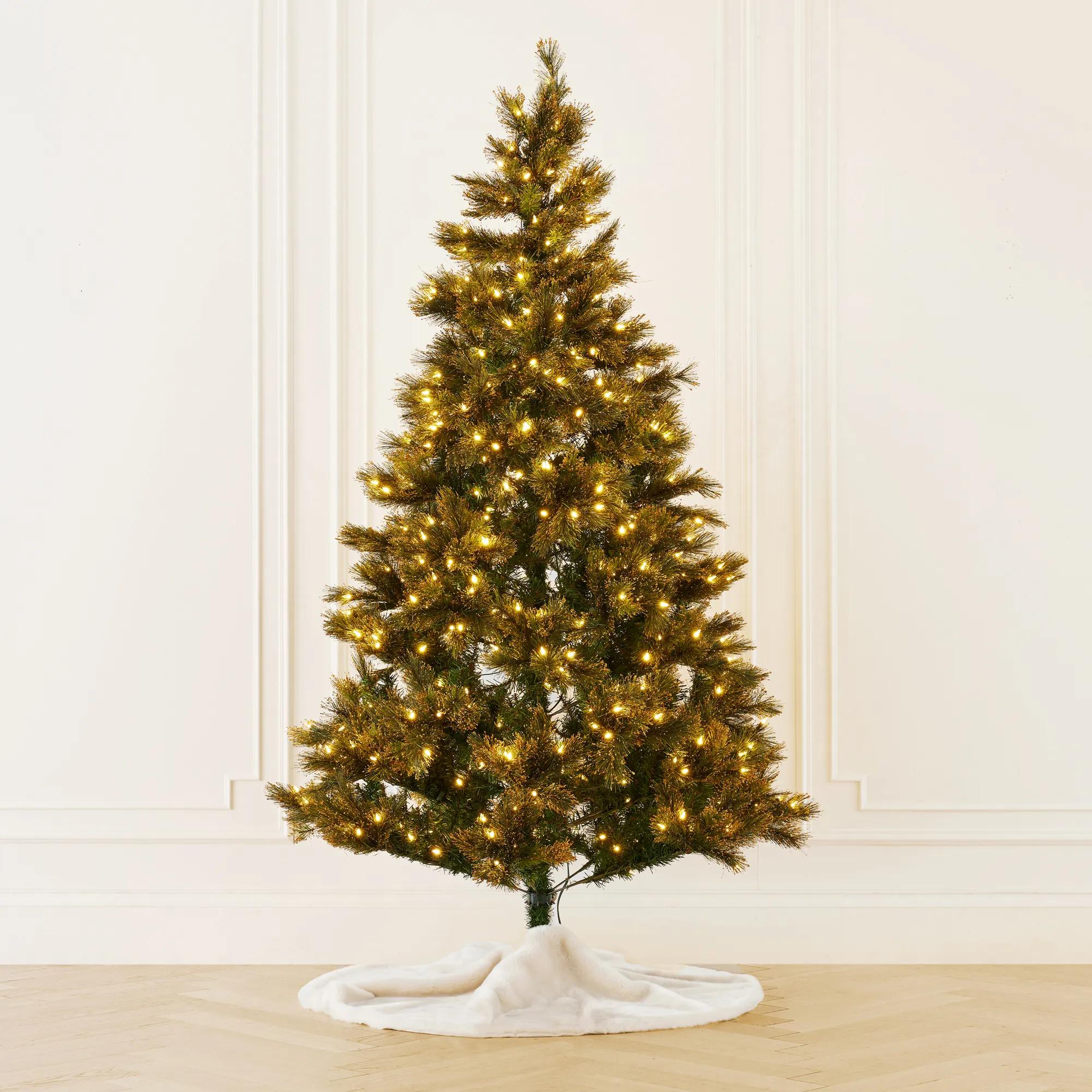 Pre-Lit Green Flock Tree 7'5"