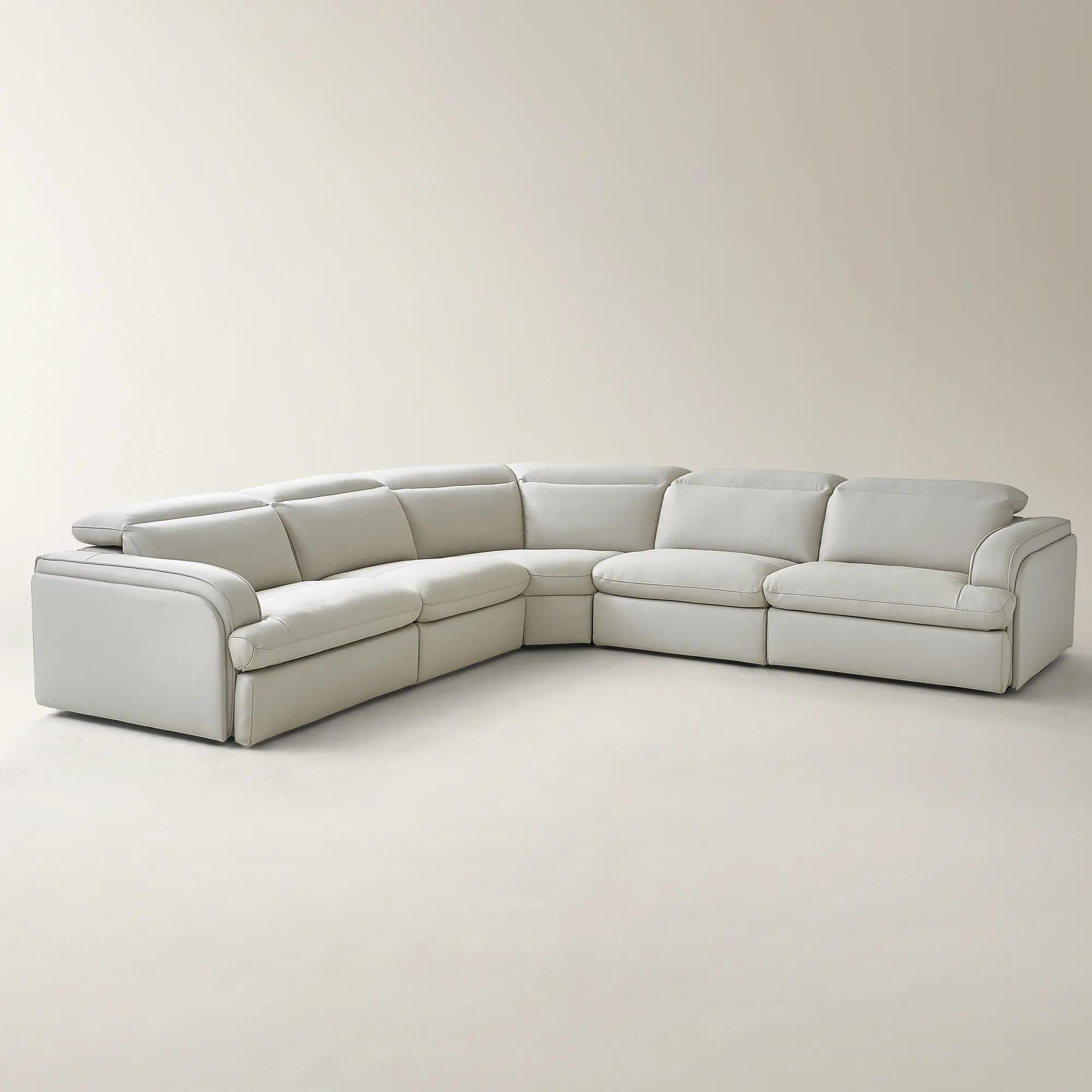 Terra 5-Piece Reclining Frost Leather Sectional | Z Gallerie