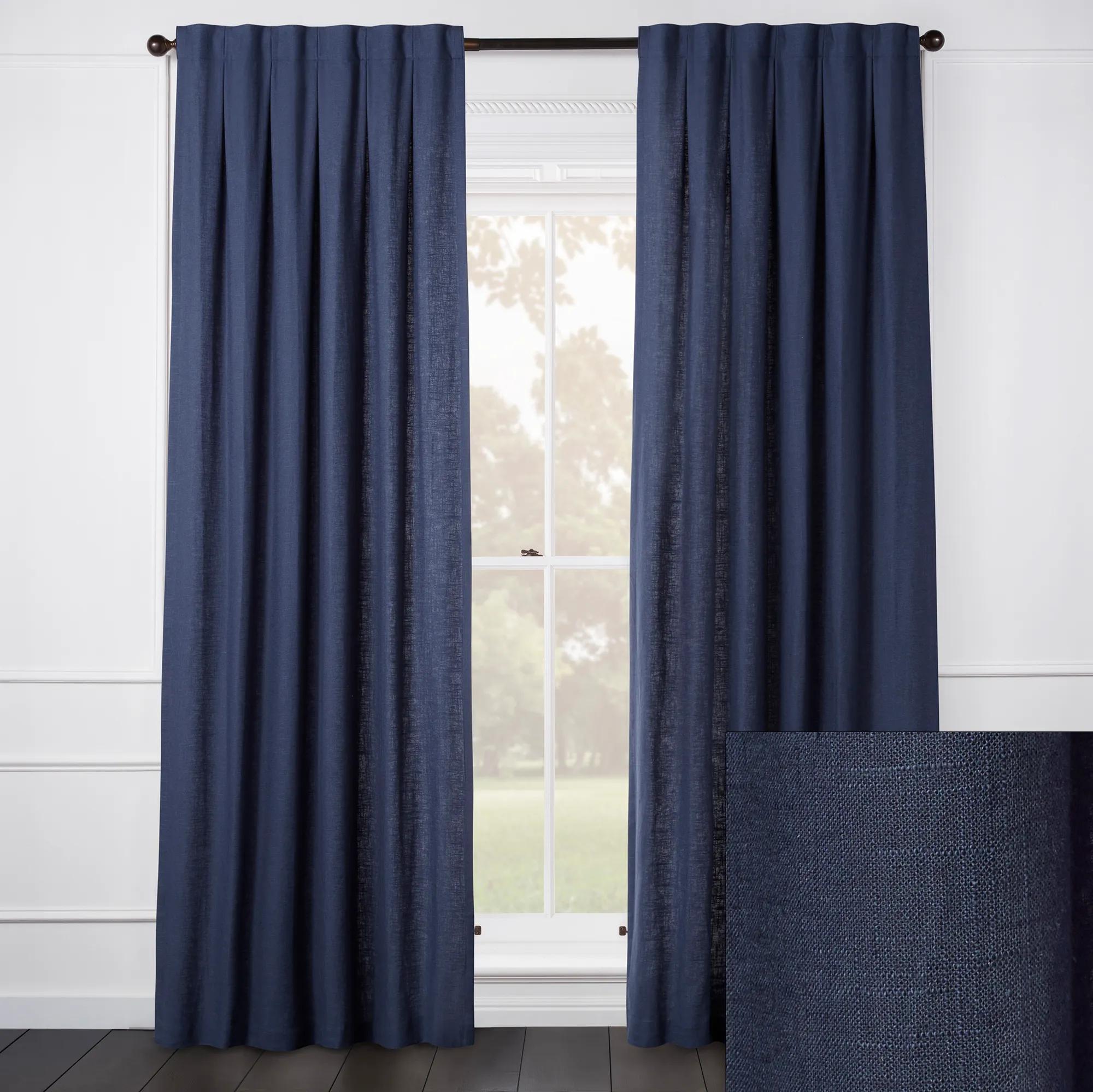 Audrey Linen Midnight Curtain - Custom