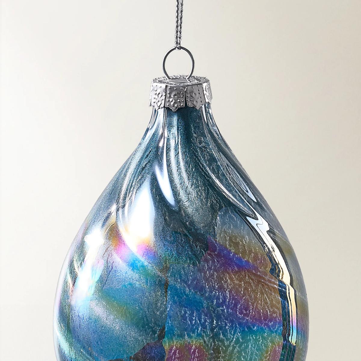 Iridescent Black Glass Ornament - Set of 6