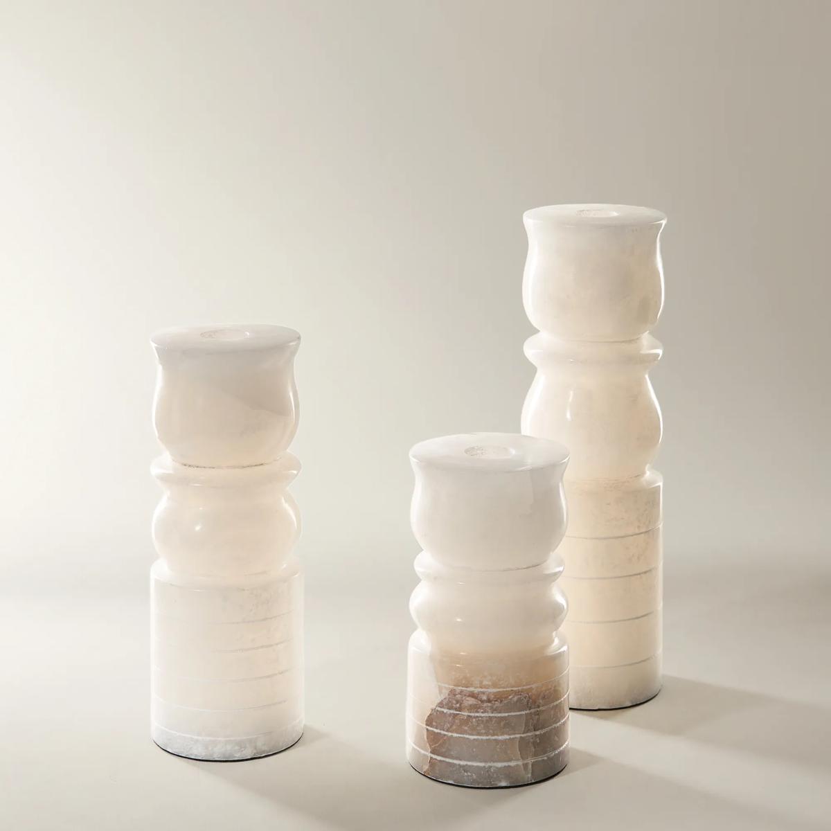 Alabaster Taper Holder