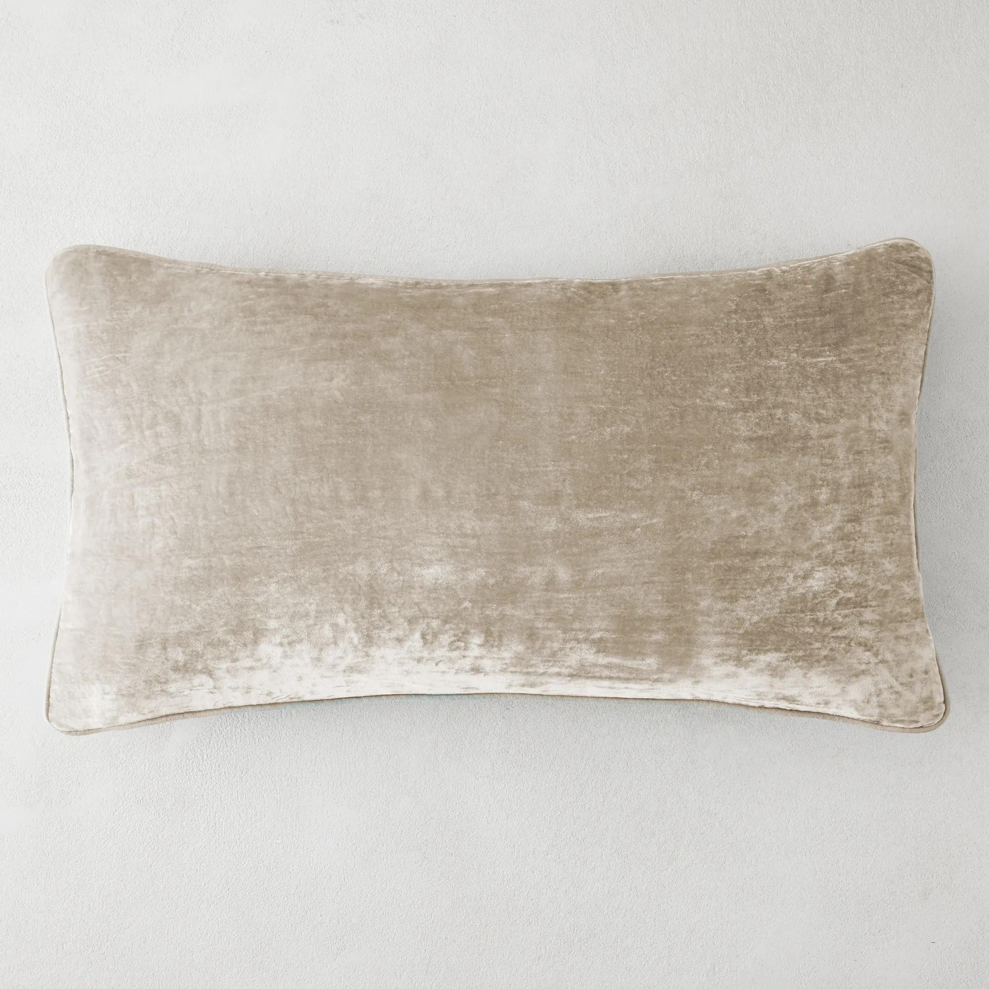 Shelby Silk Velvet Pillow 14" x 26" - Natural