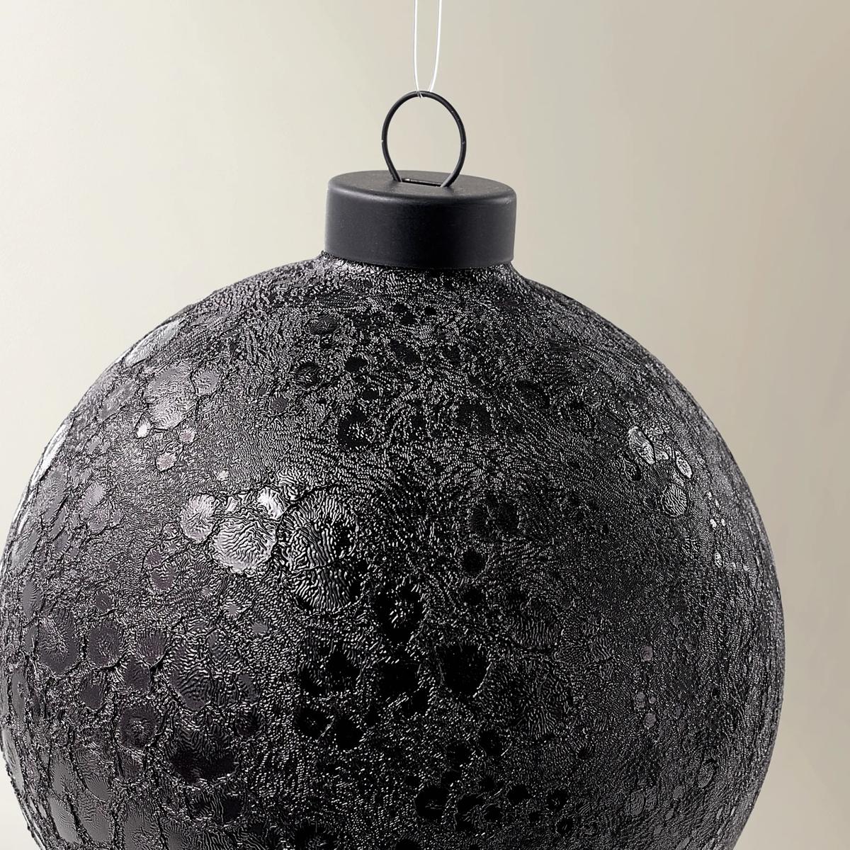 Black Textured Glass Ornament - Set of 4