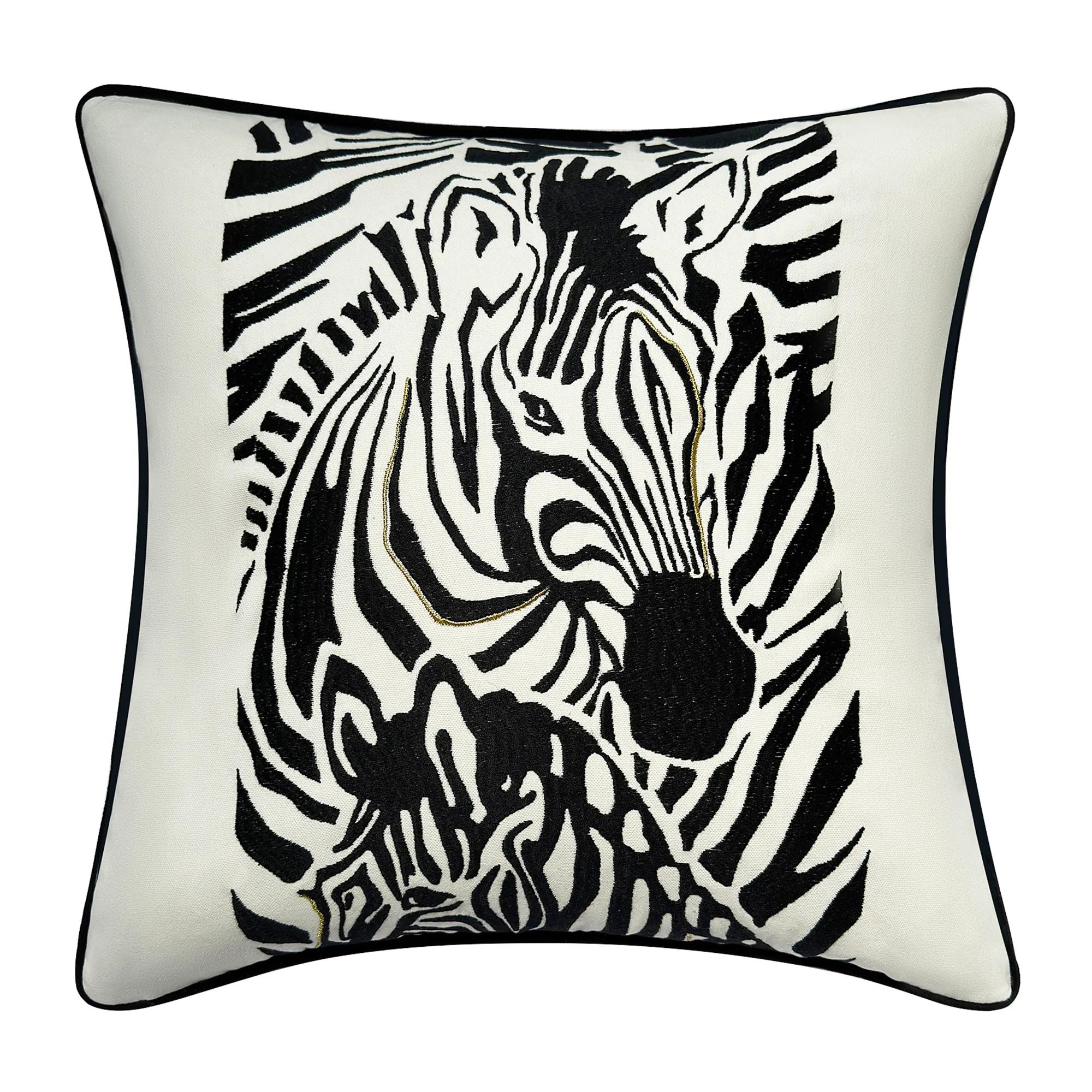Embroidered Zebra Pillow 20"