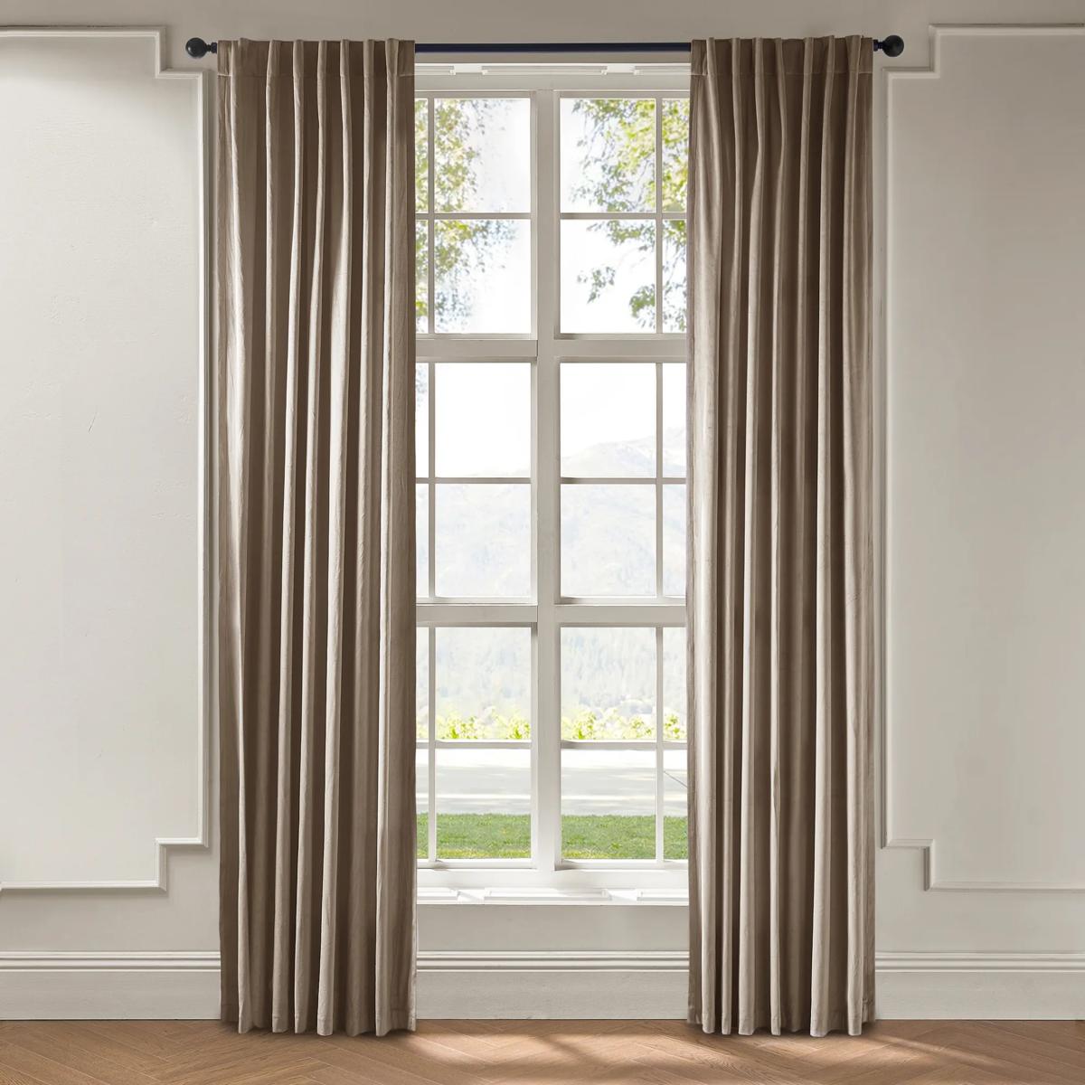 Adair Solid Velvet Curtain - Sand