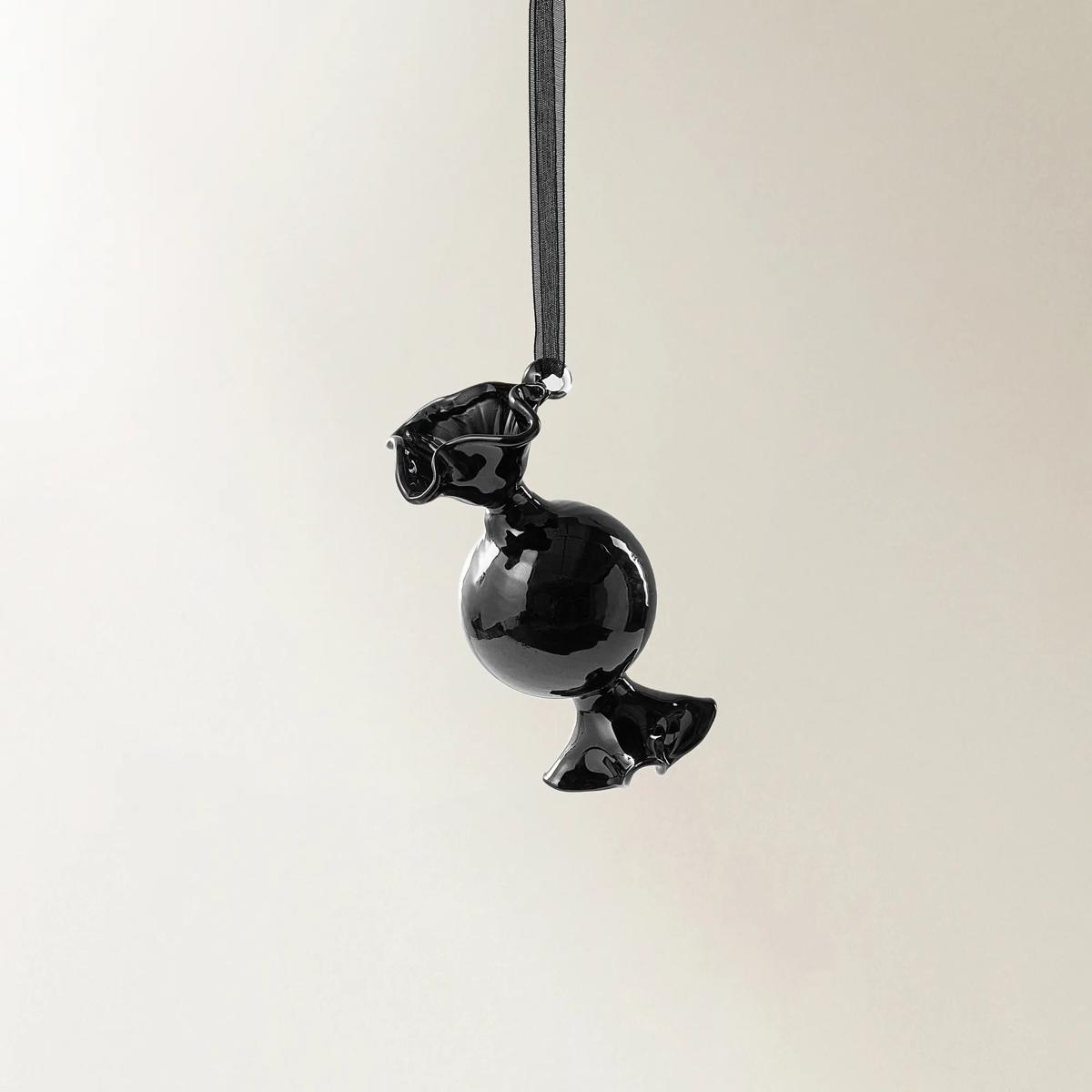 Black Glass Candy Ornament - Set of 6