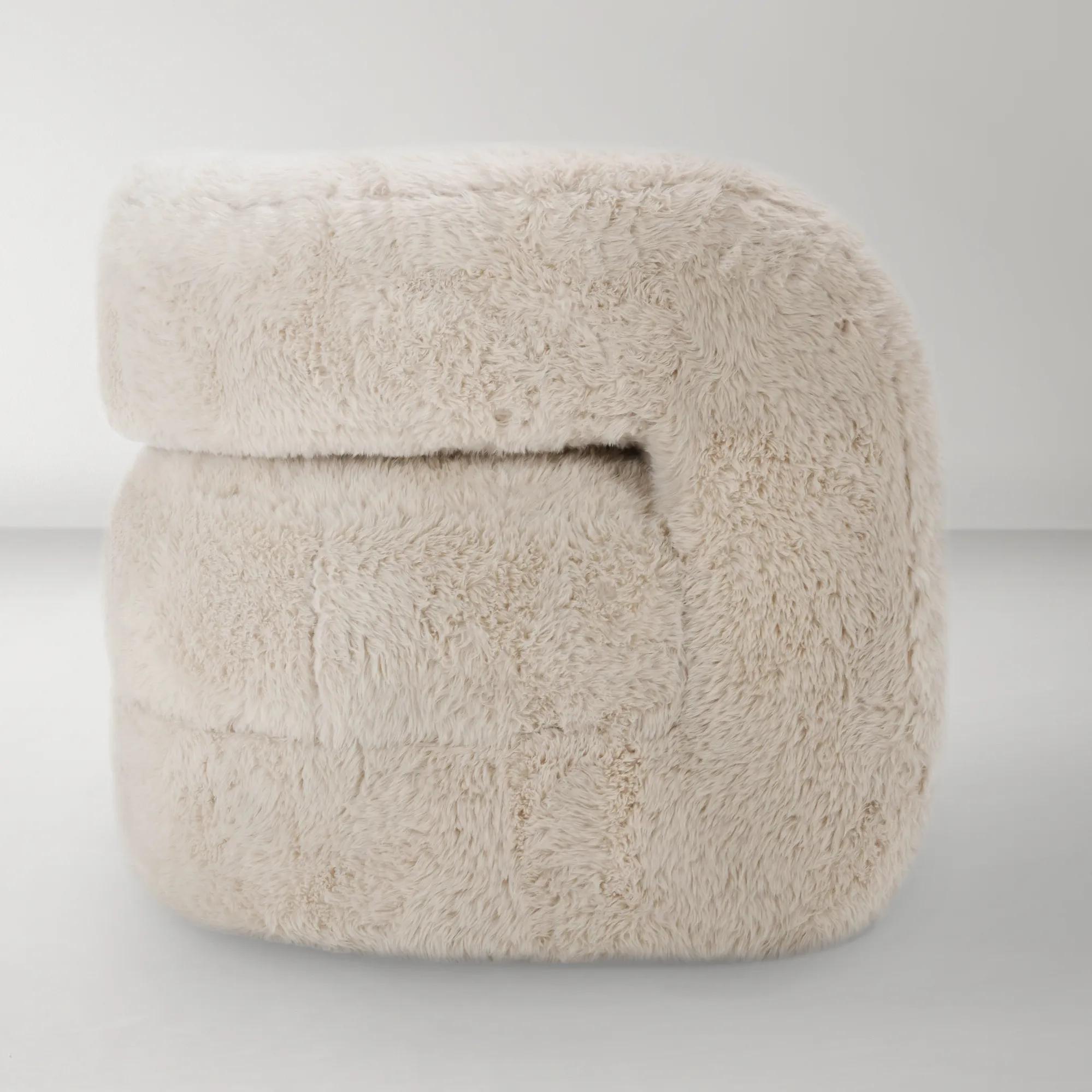 Teddy Plush Accent Chair - Beige