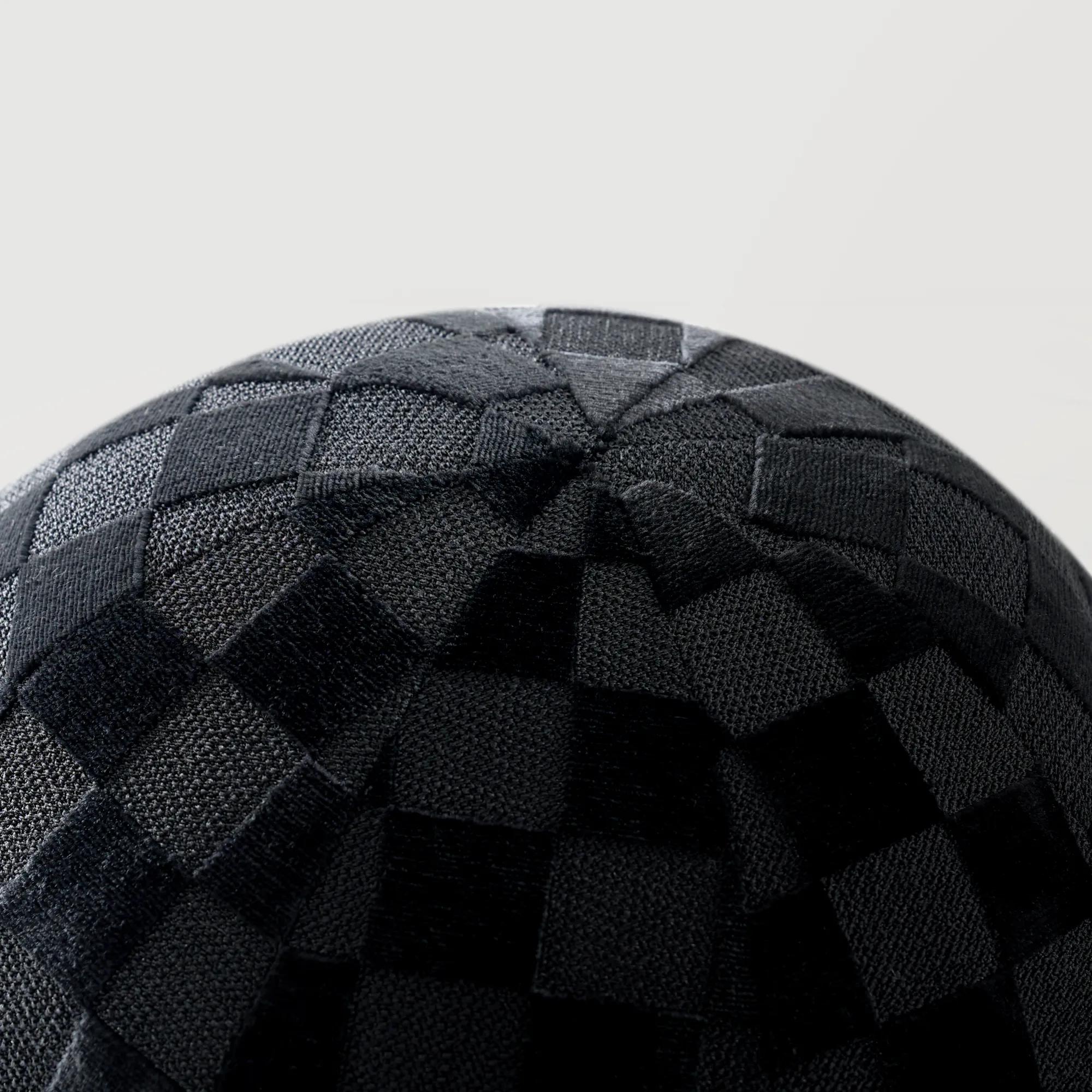 Checker Velvet Ball Pillow 12" - Black