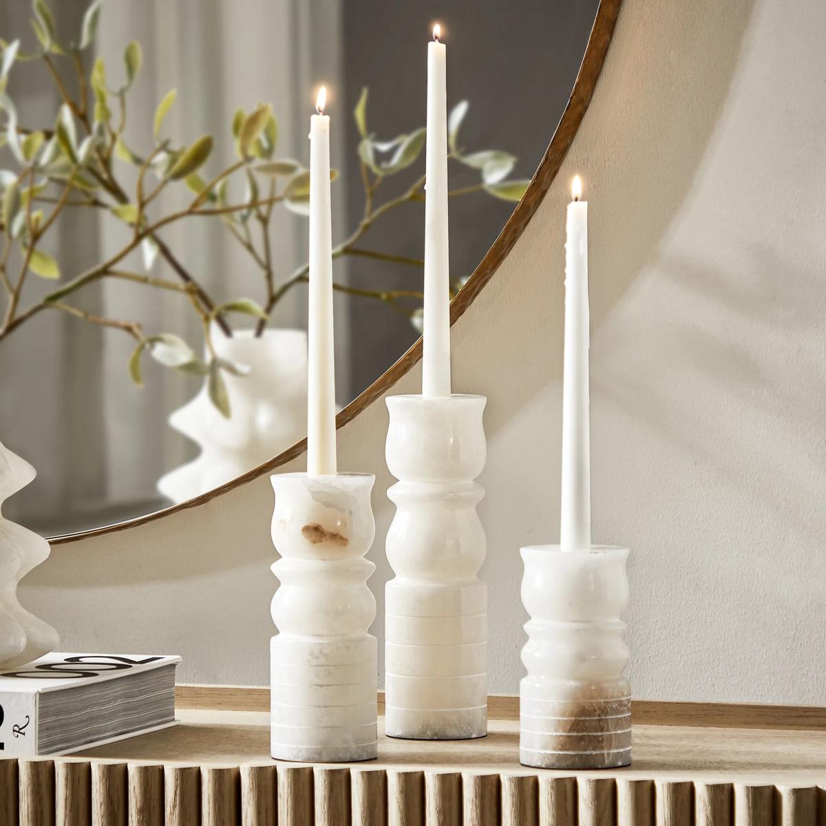 Alabaster Taper Holder