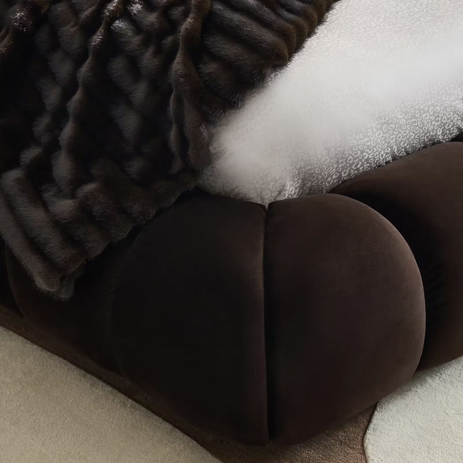 Paloma Tufted Dark Chocolate Velvet Upholstered Queen Platform Bed