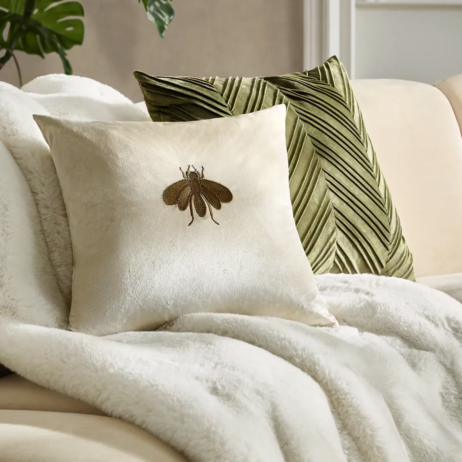 Lowry Pleated Velvet Pillow 22" - Rich Olive Green