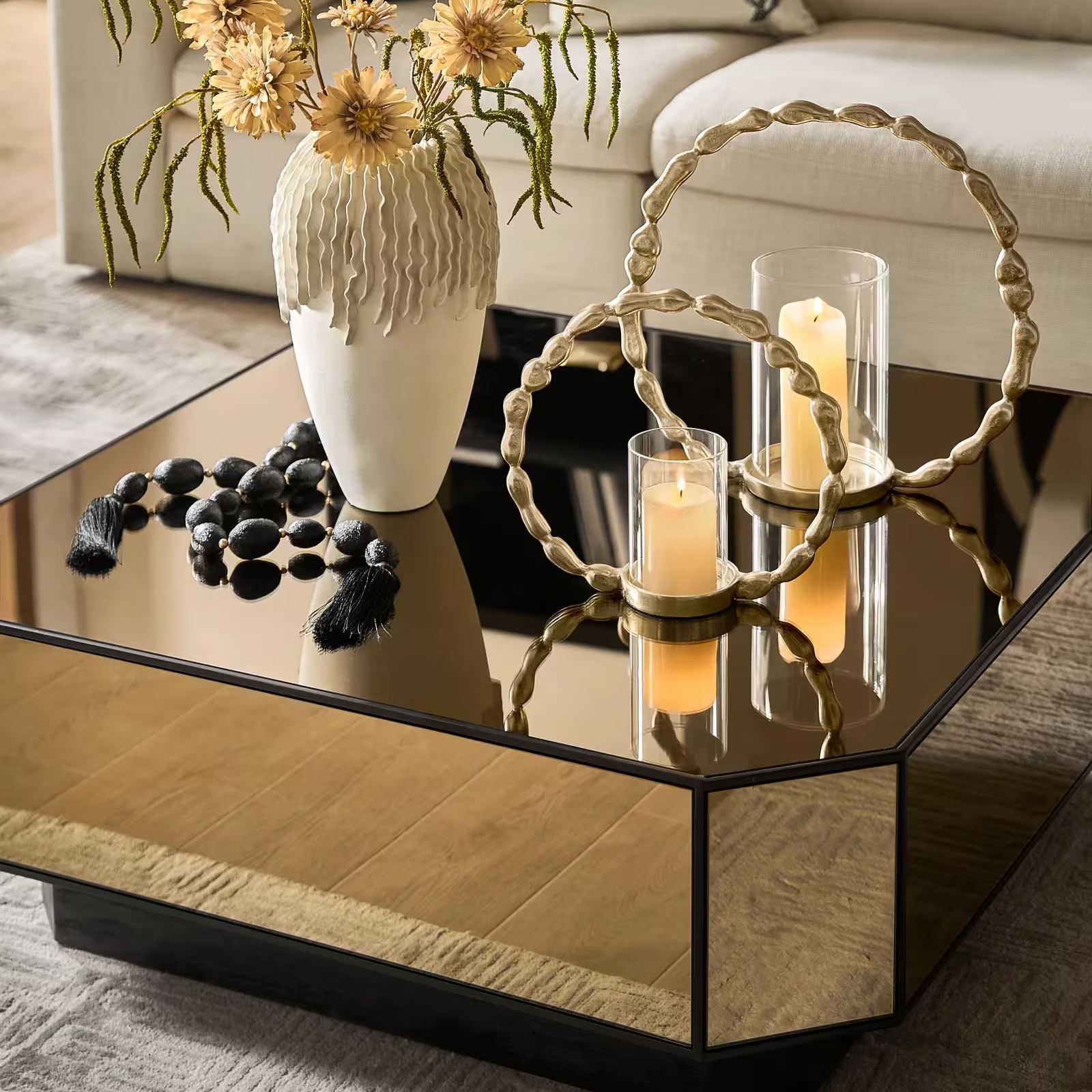 Glimmer Bronze Mirrored Coffee Table (44")
