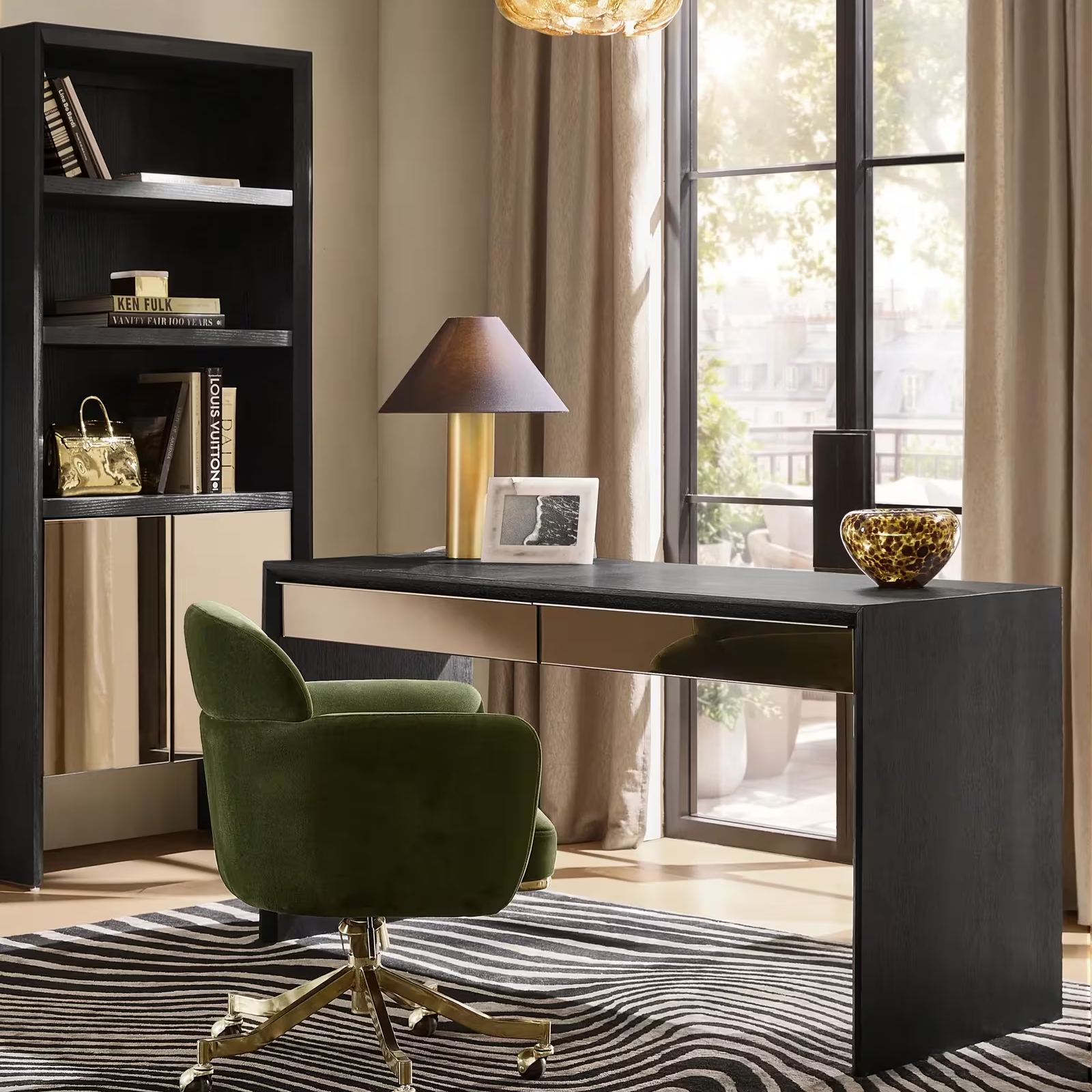 Tova Table Lamp 20.5" - Brushed Brass/Black