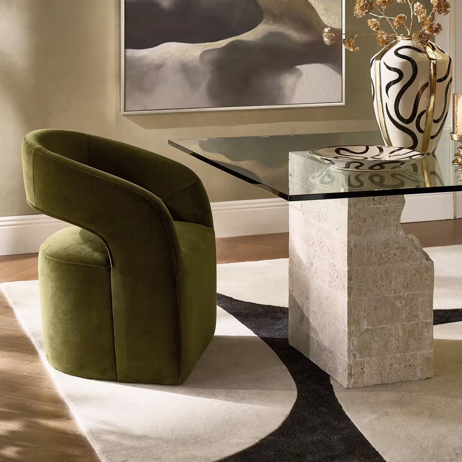 Contour Wool Rug - Ivory/Charcoal
