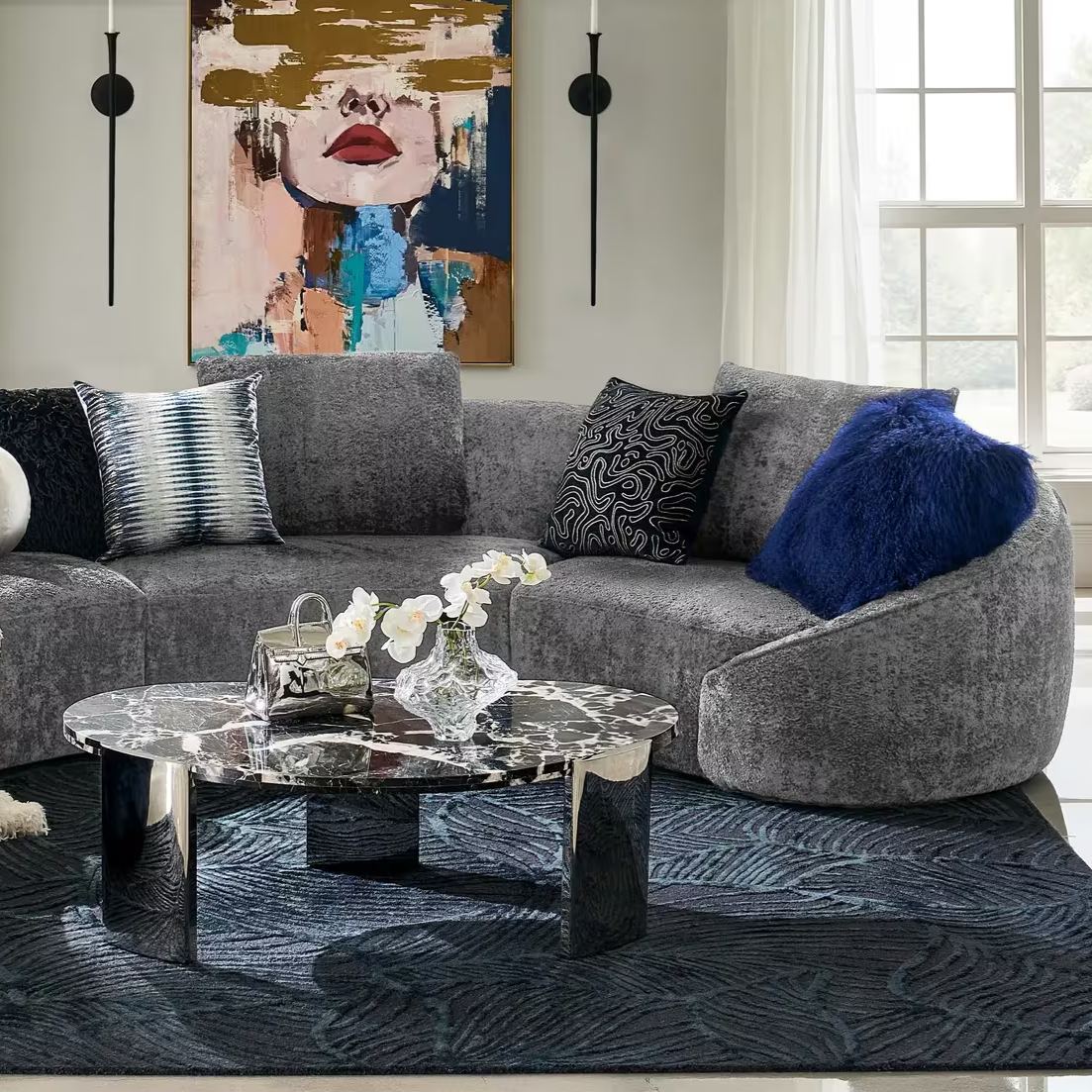Irene 3-Piece Grey Chenille Sectional
