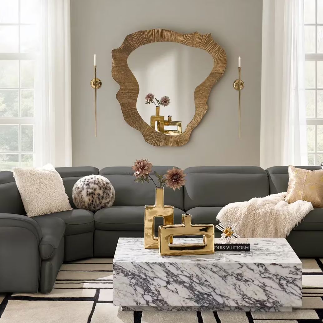 Aspar Shiny Gold Aluminum Wall Sconce Large 33"