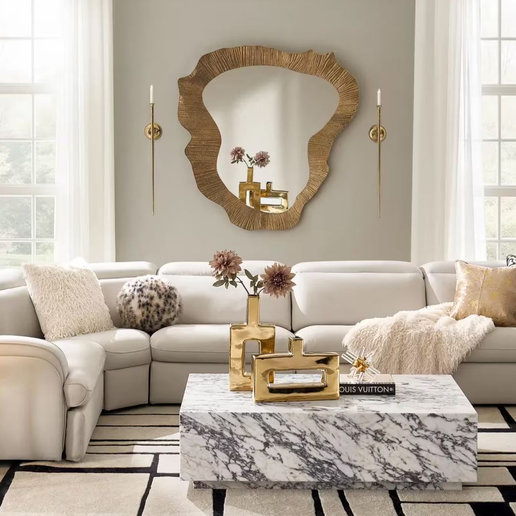Aspar Shiny Gold Aluminum Wall Sconce Large 33"