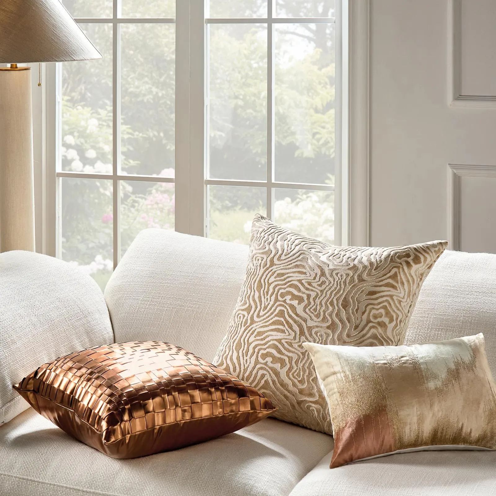 Echo Cut Velvet Pillow 24" - Ginger Root