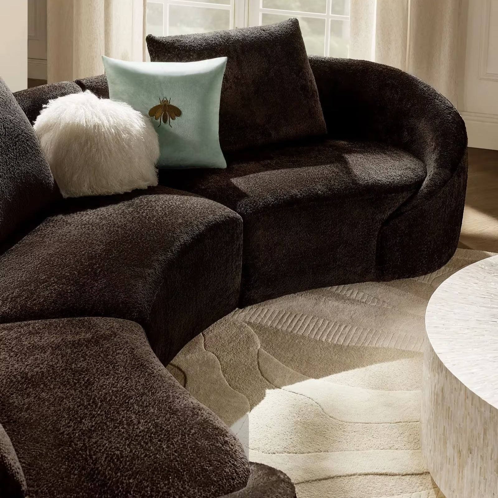 Mia White Mongolian Lamb Fur Pillow 18"D
